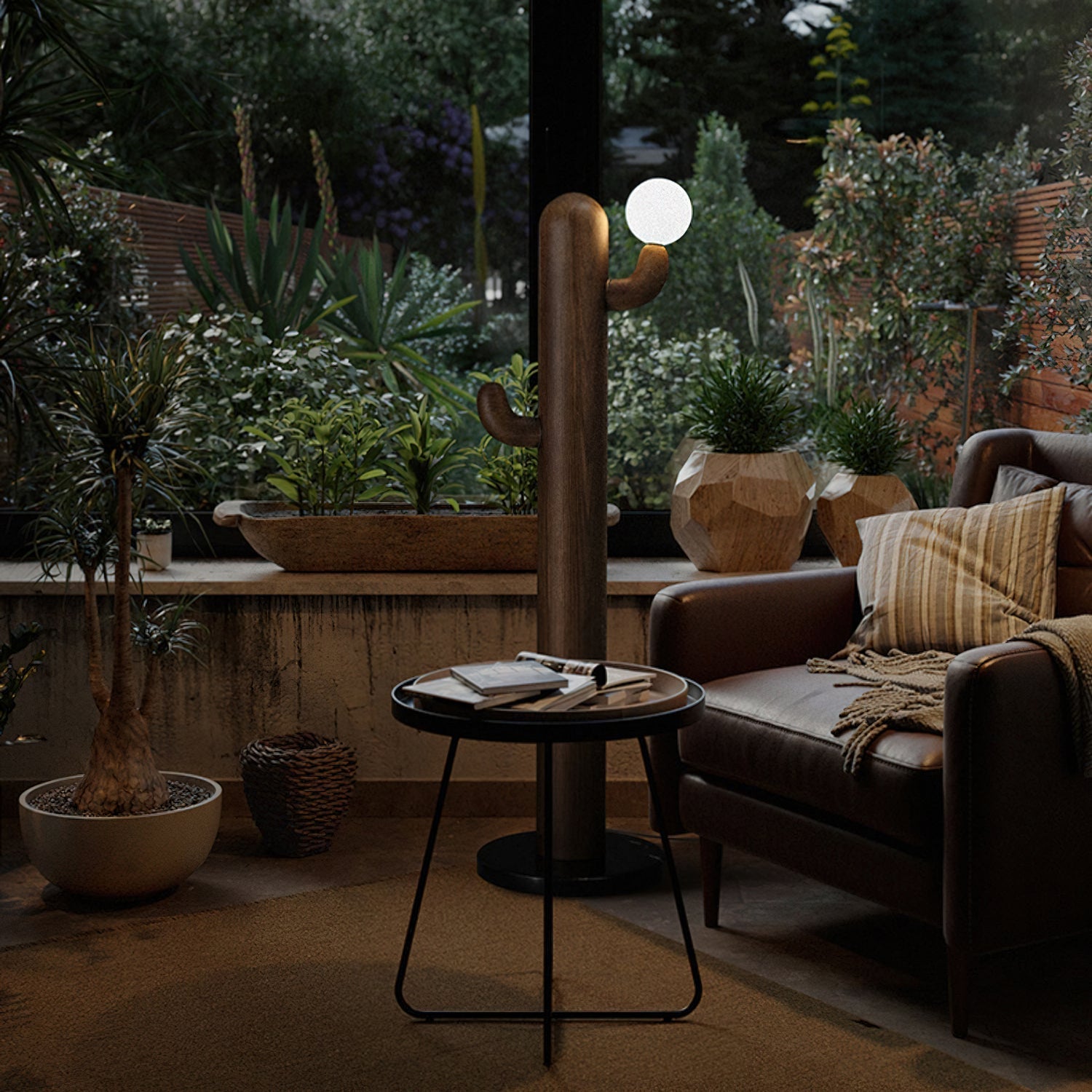 Blaze Cactus Wood Floor Lamp