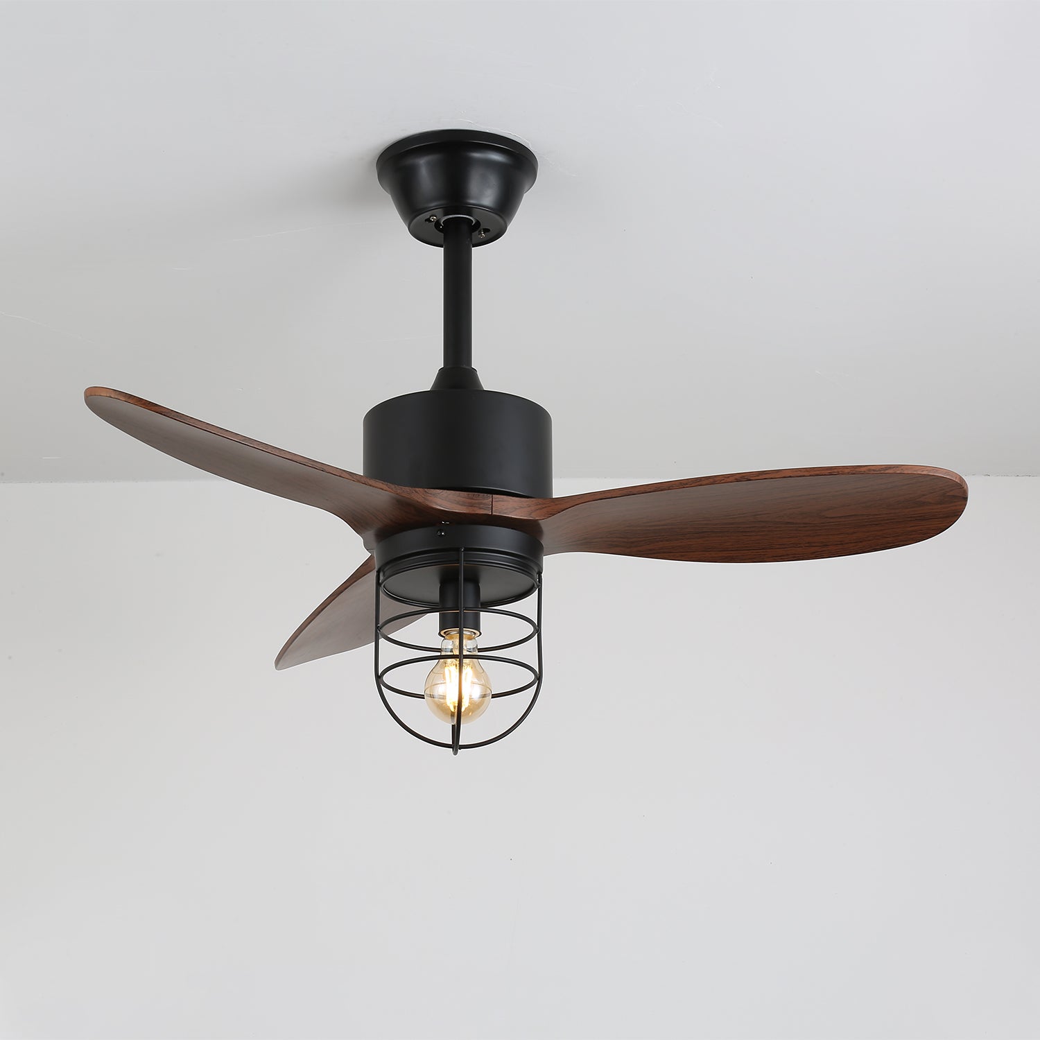 Brisora Industrial Wood Ceiling Fan Light