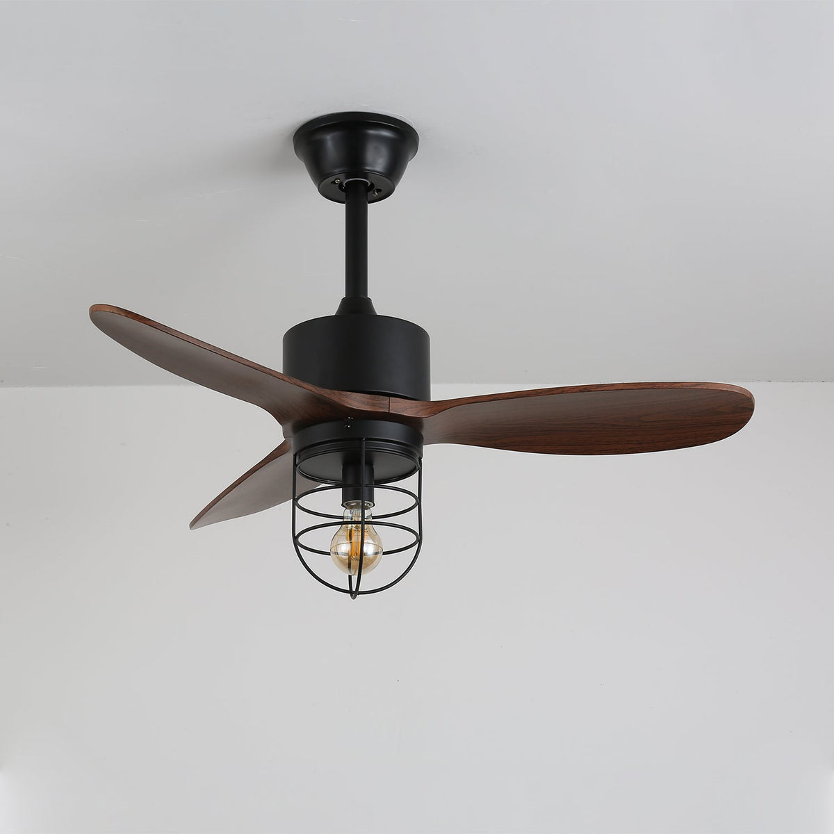 Brisora Industrial Wood Ceiling Fan Light