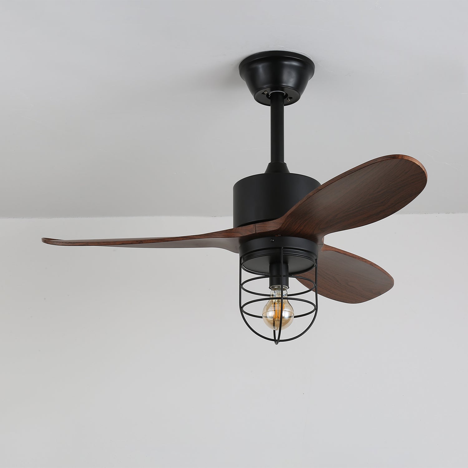 Brisora Industrial Wood Ceiling Fan Light