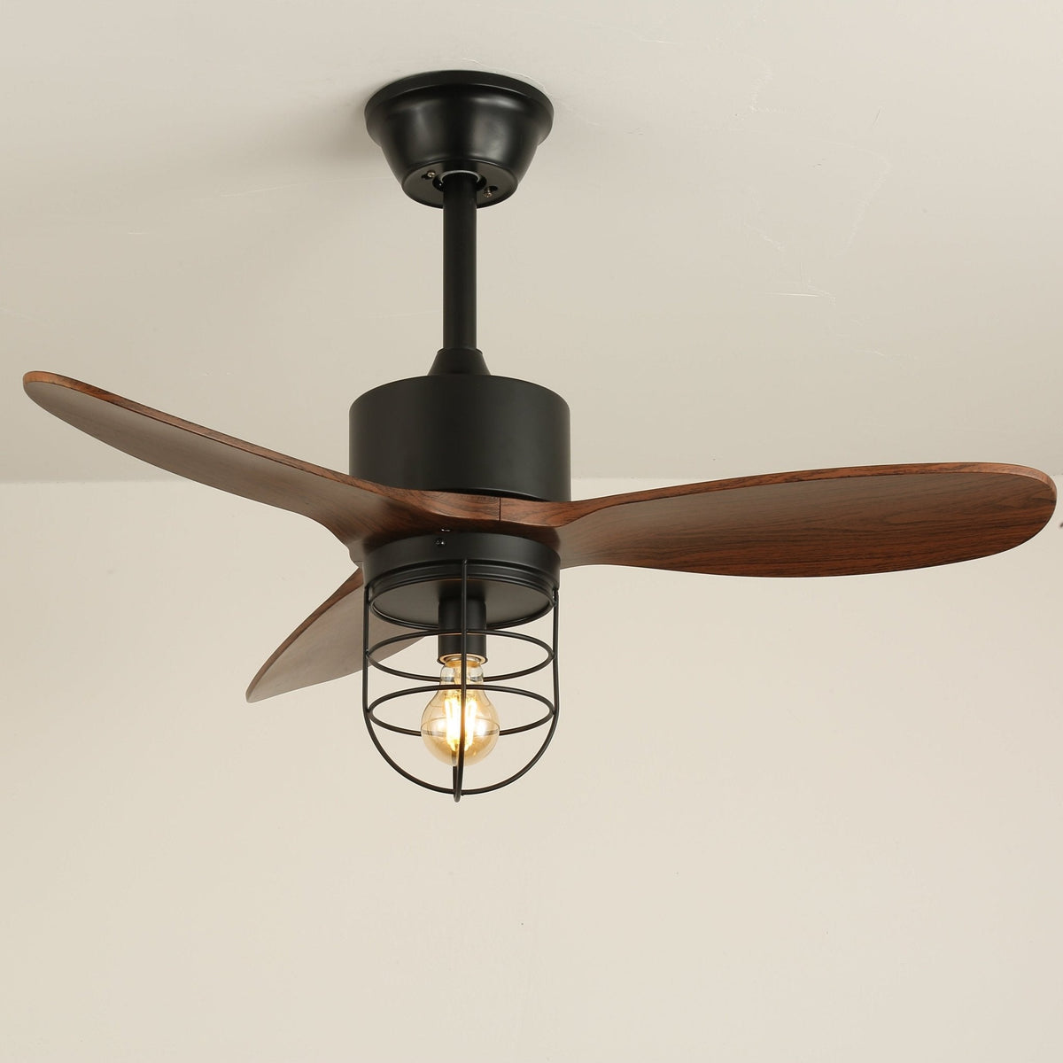 Brisora Industrial Wood Ceiling Fan Light