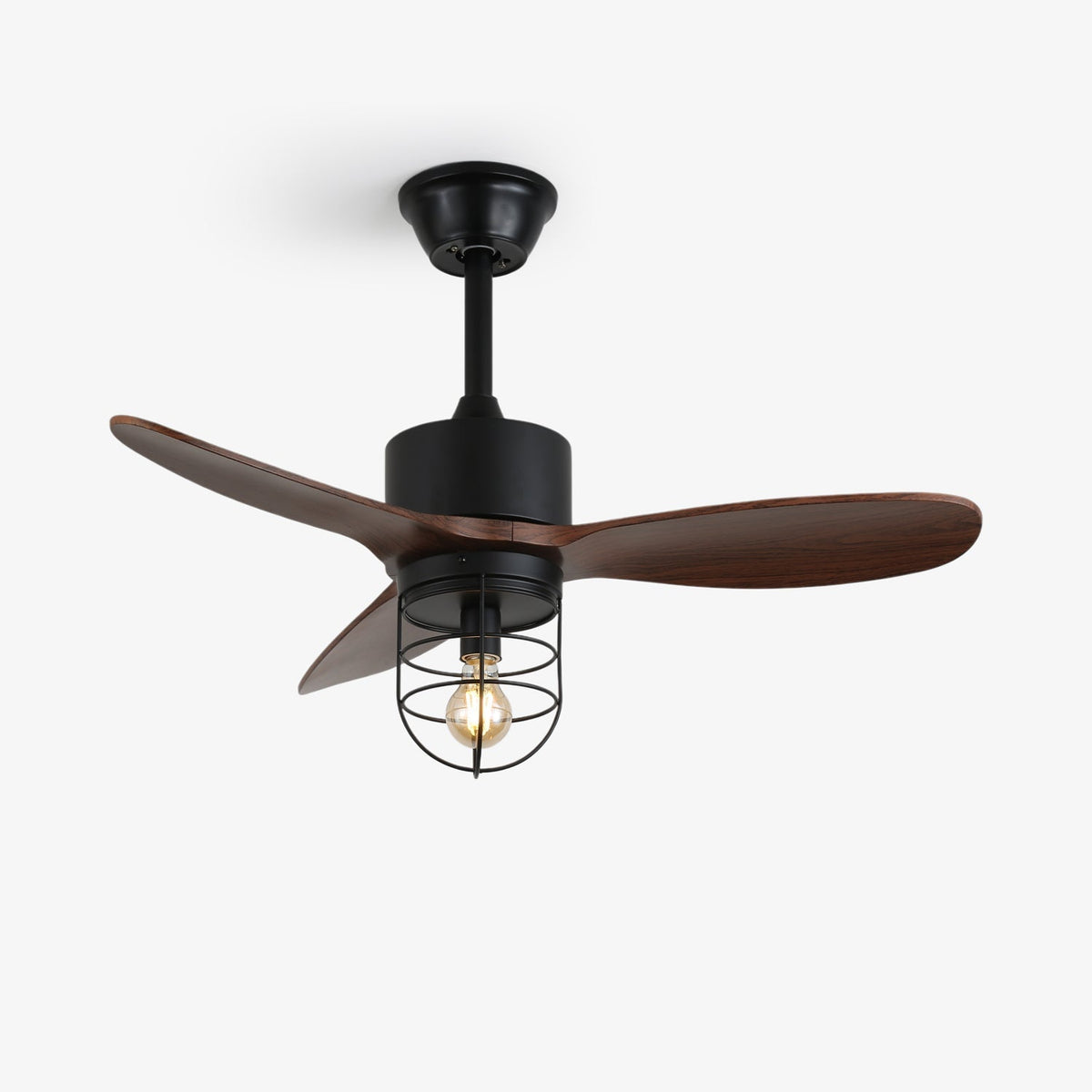 Brisora Industrial Wood Ceiling Fan Light