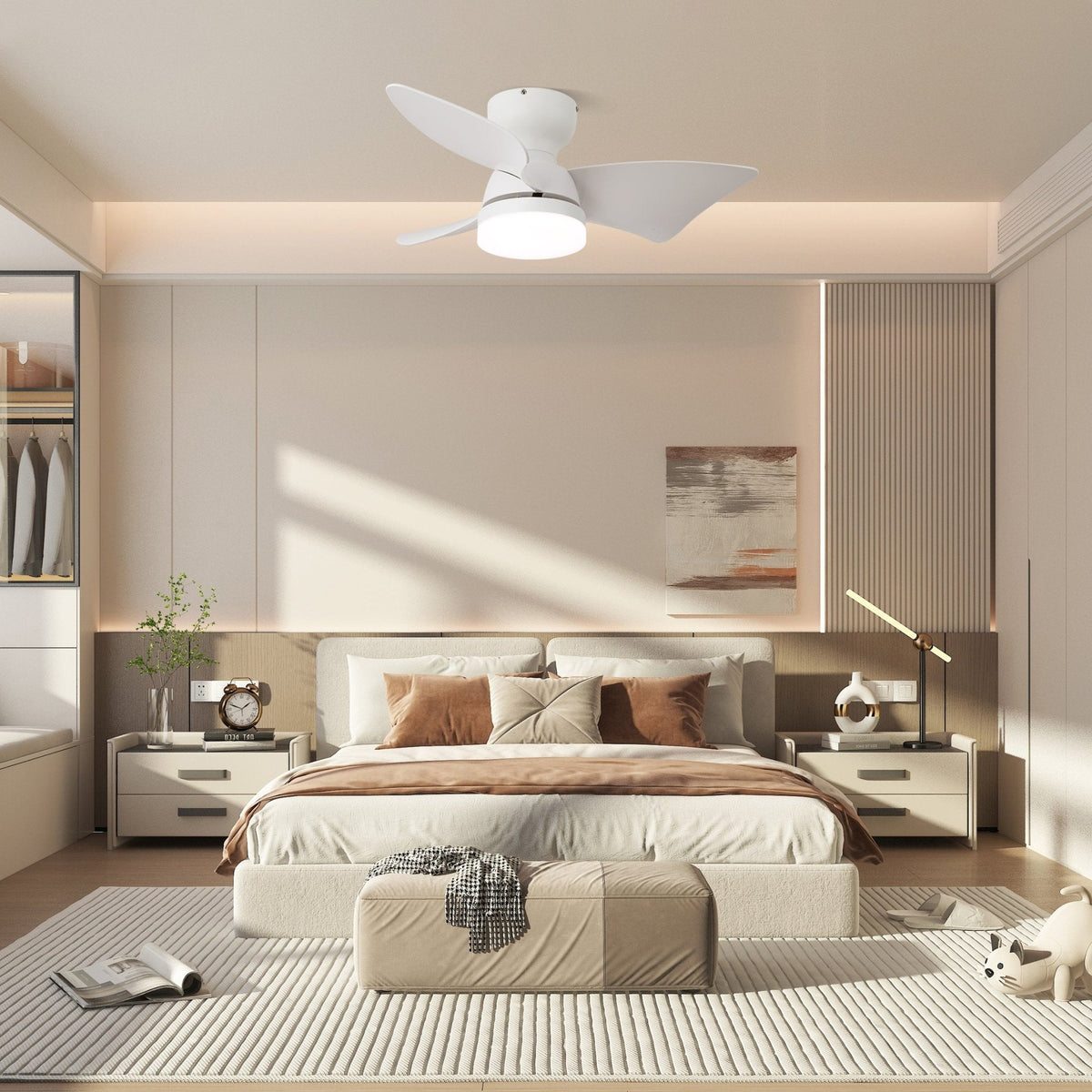 Mirella Silver Wood Ceiling Fan Light