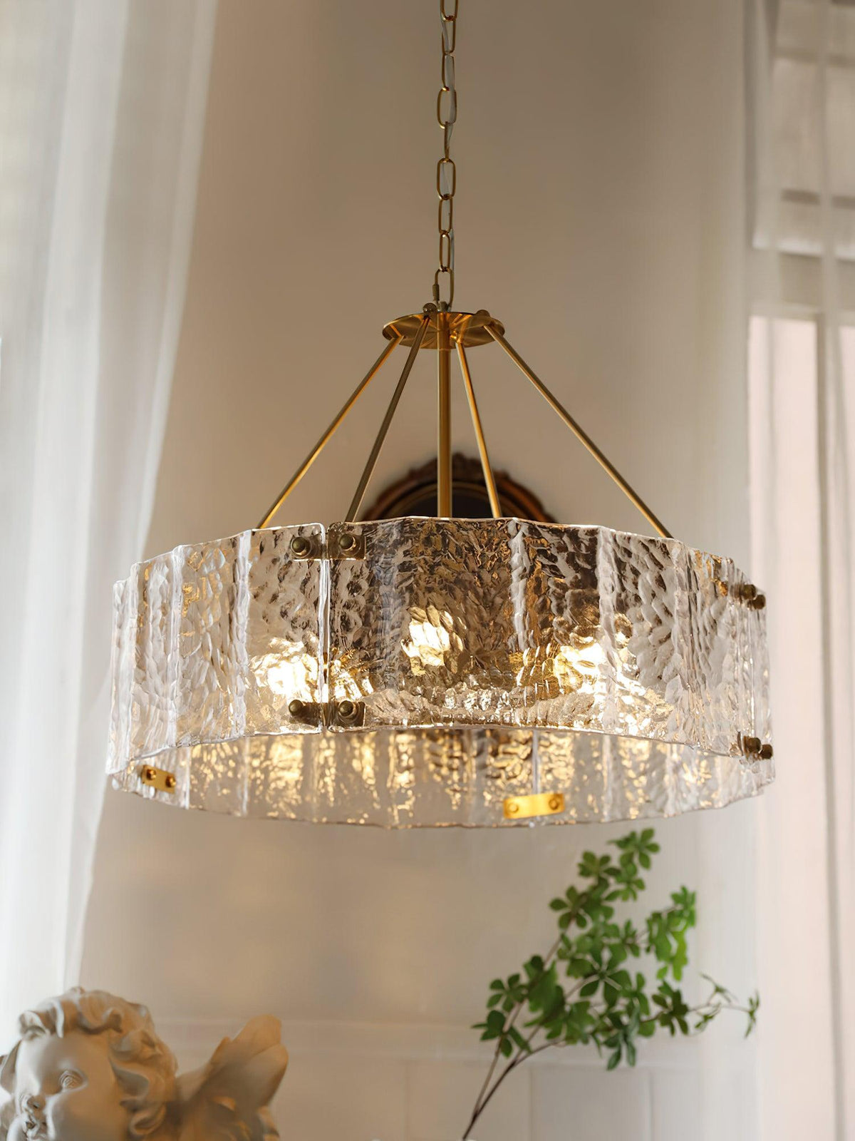 Eirorian Chandelier Calvert Clear Textured Glass