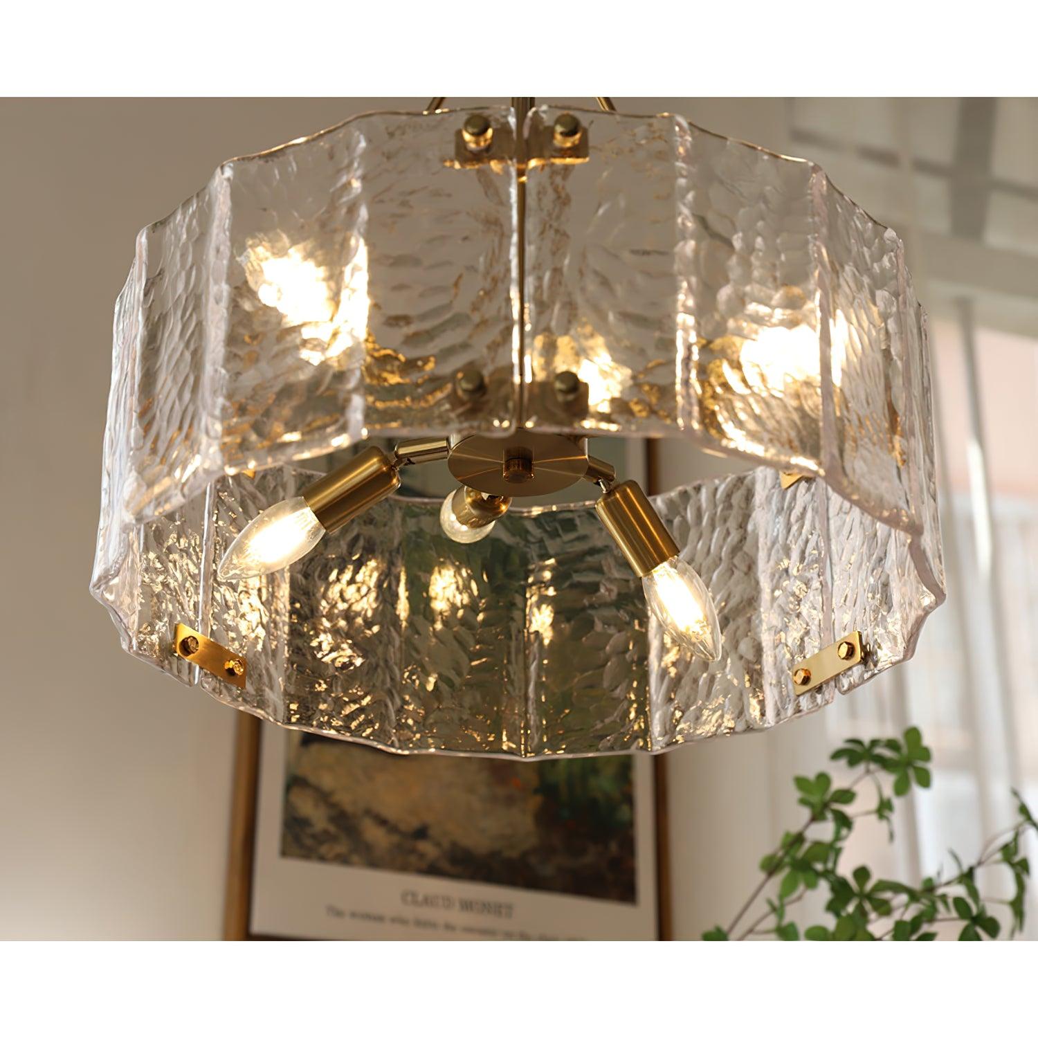 Eirorian Chandelier Calvert Clear Textured Glass