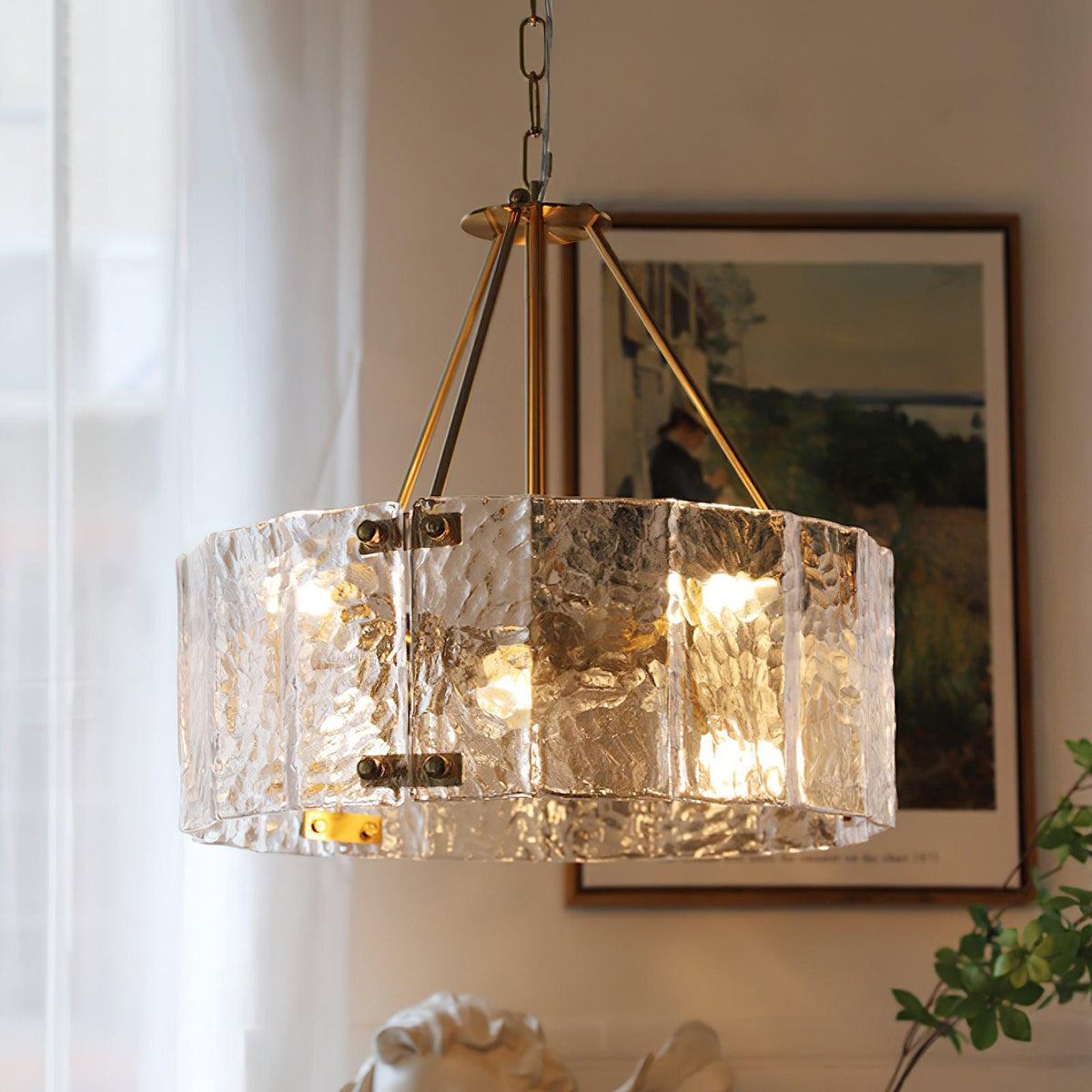 Eirorian Chandelier Calvert Clear Textured Glass