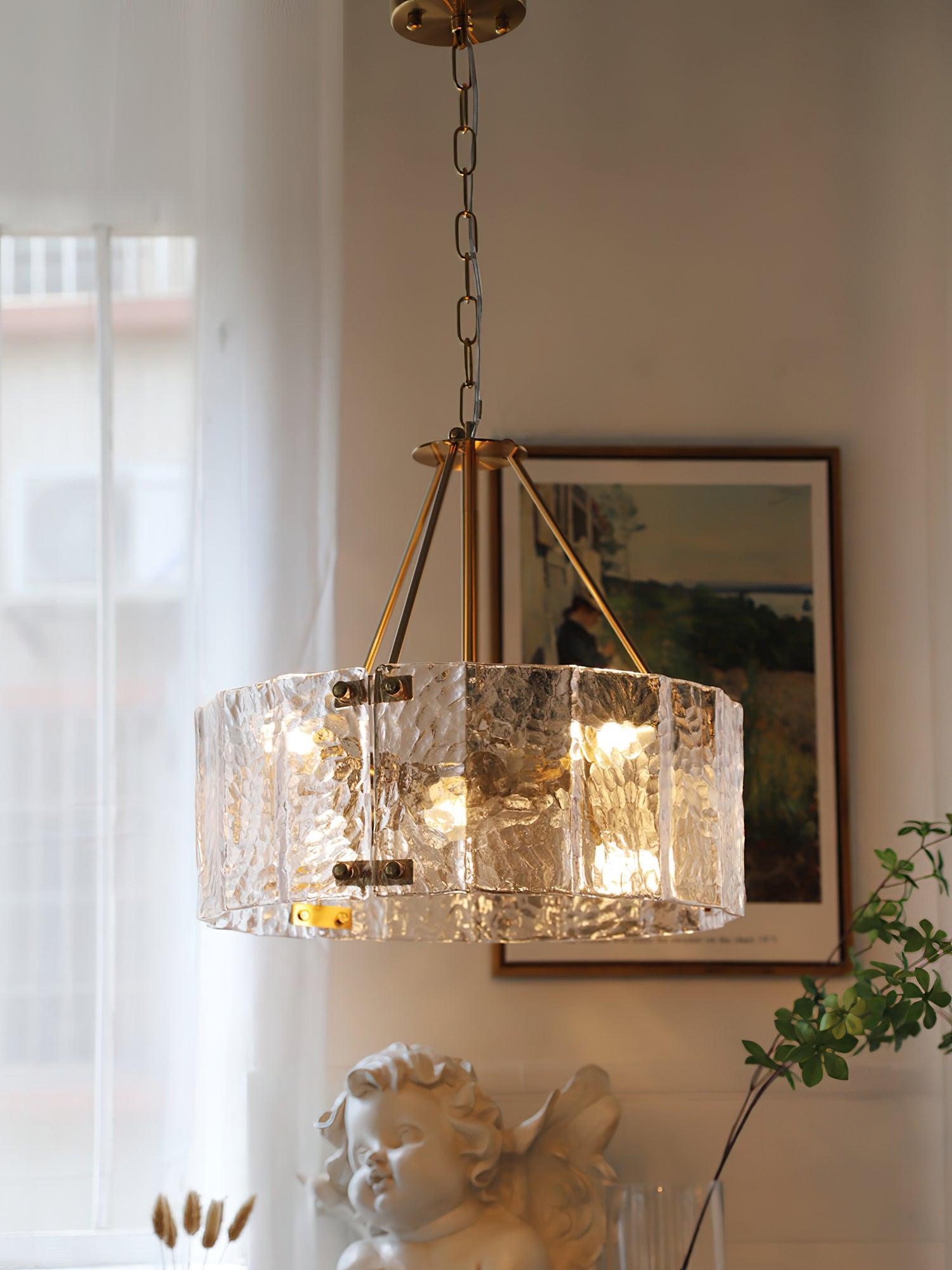 Eirorian Chandelier Calvert Clear Textured Glass