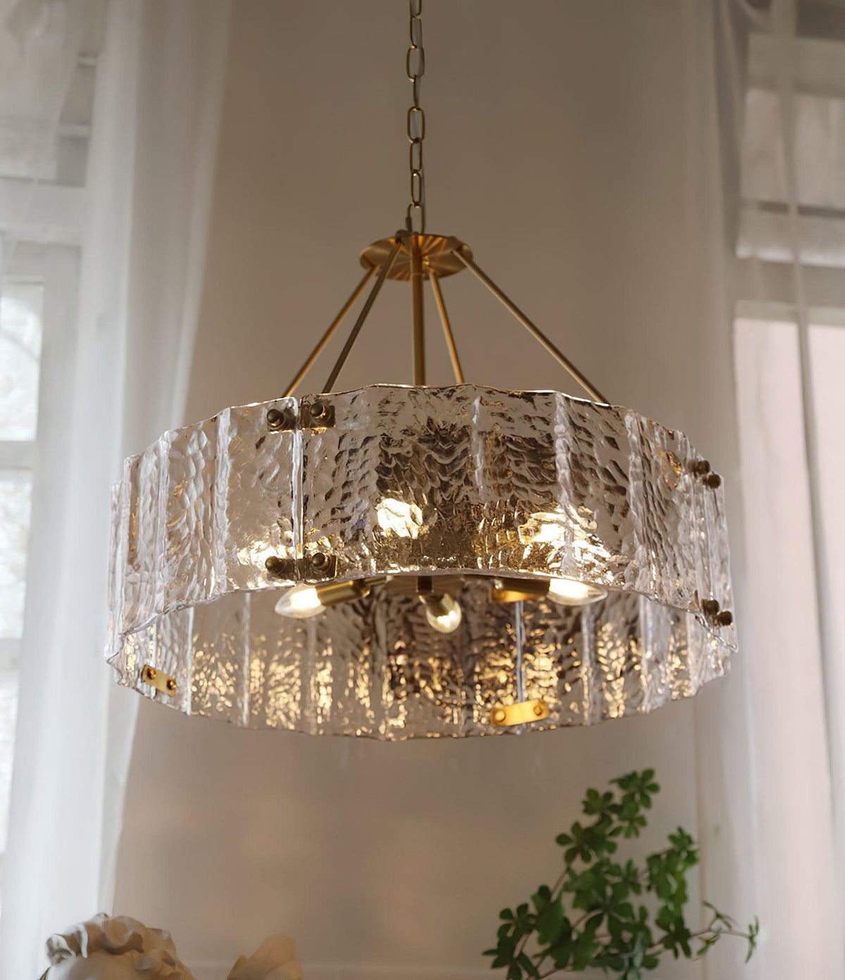 Eirorian Chandelier Calvert Clear Textured Glass