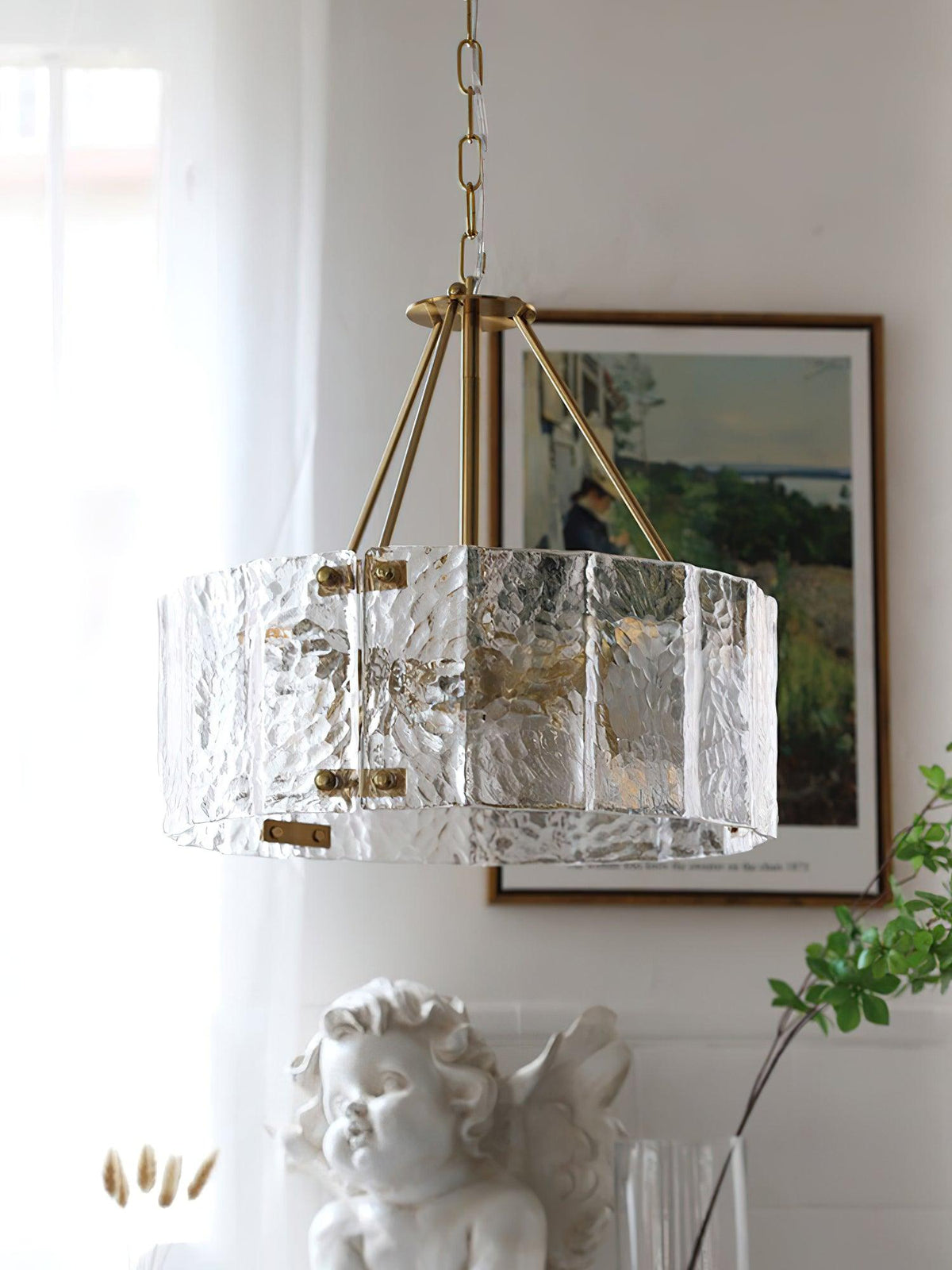 Eirorian Chandelier Calvert Clear Textured Glass