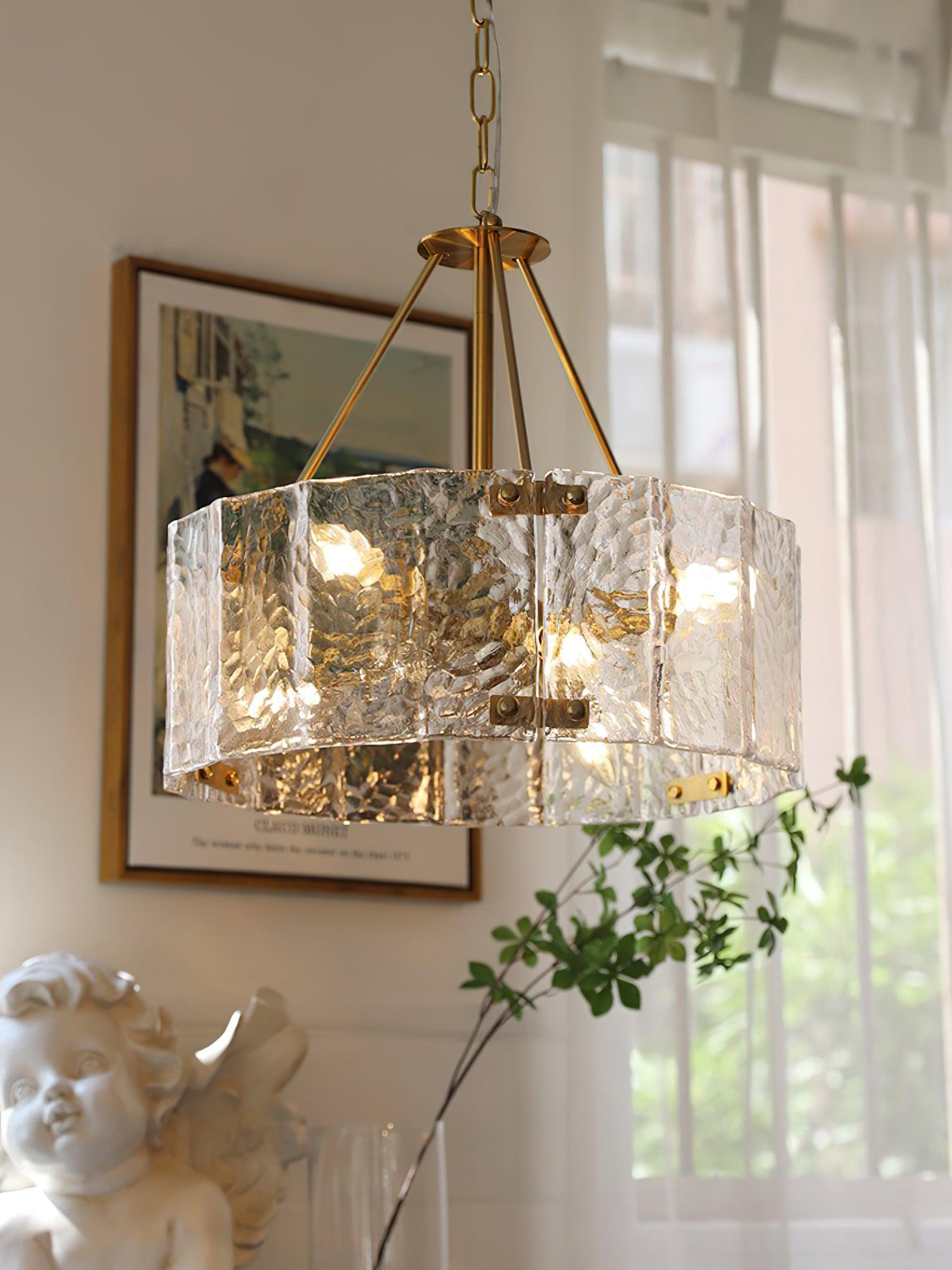 Eirorian Chandelier Calvert Clear Textured Glass