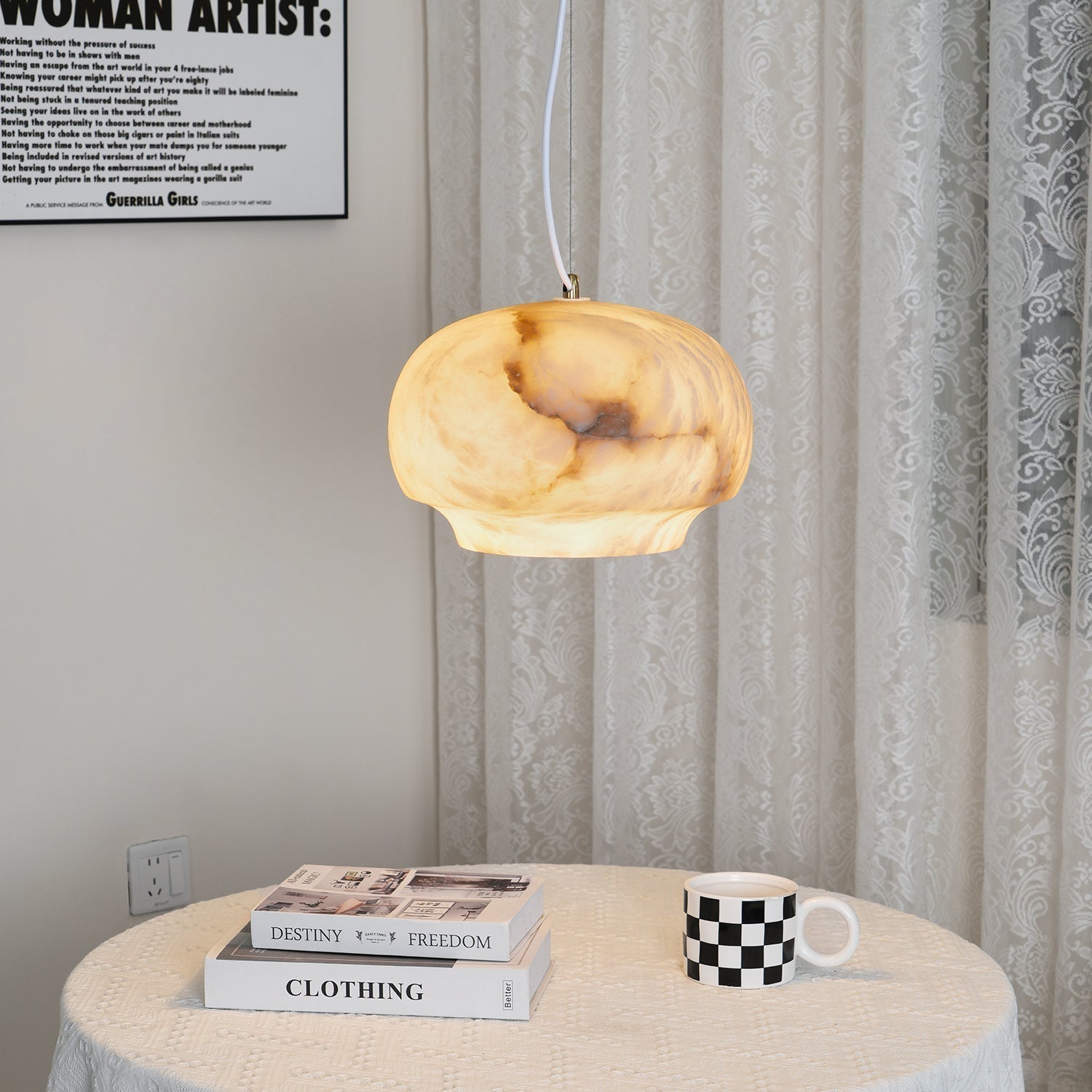 Thalia Minimalist Alabaster Pendant Light