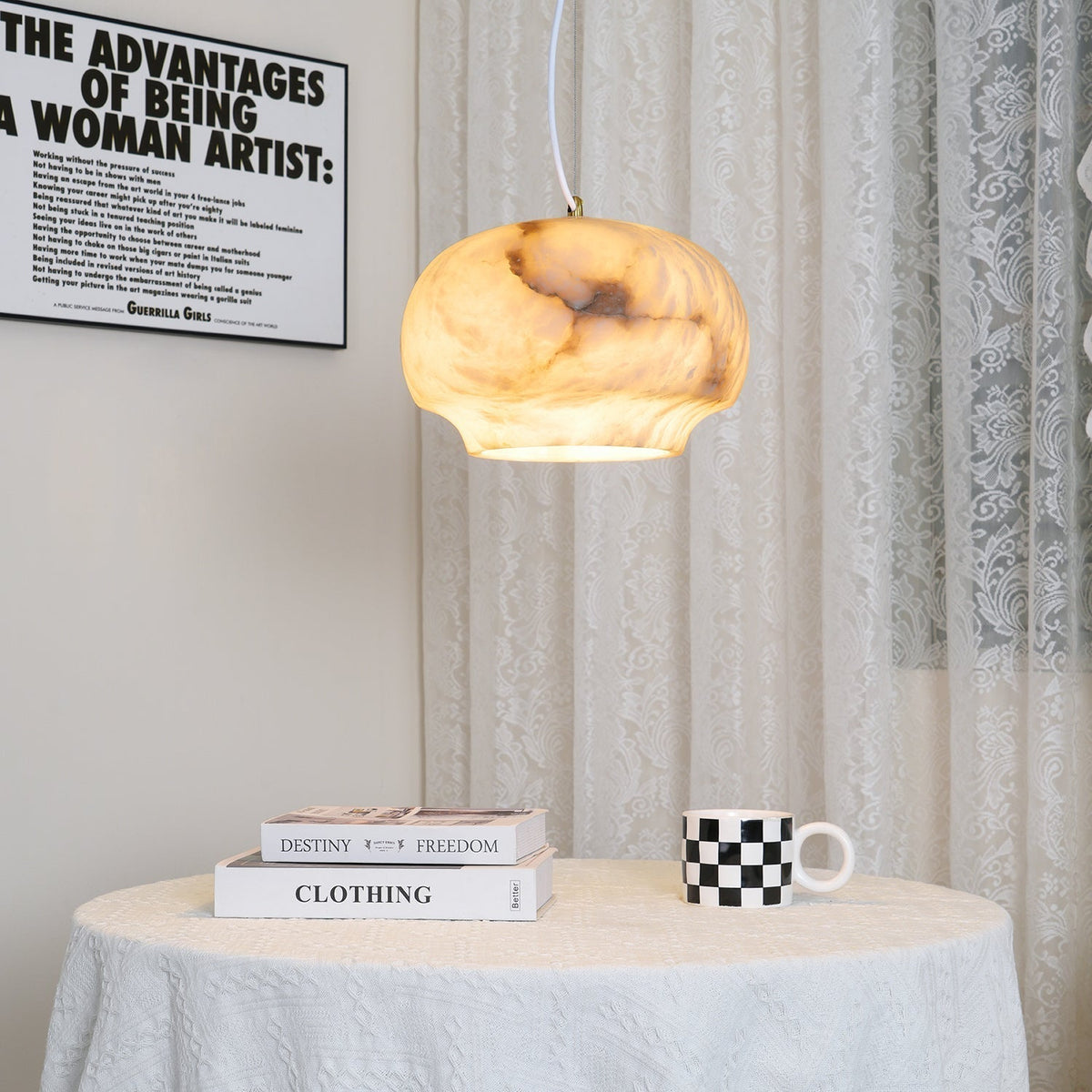 Thalia Minimalist Alabaster Pendant Light