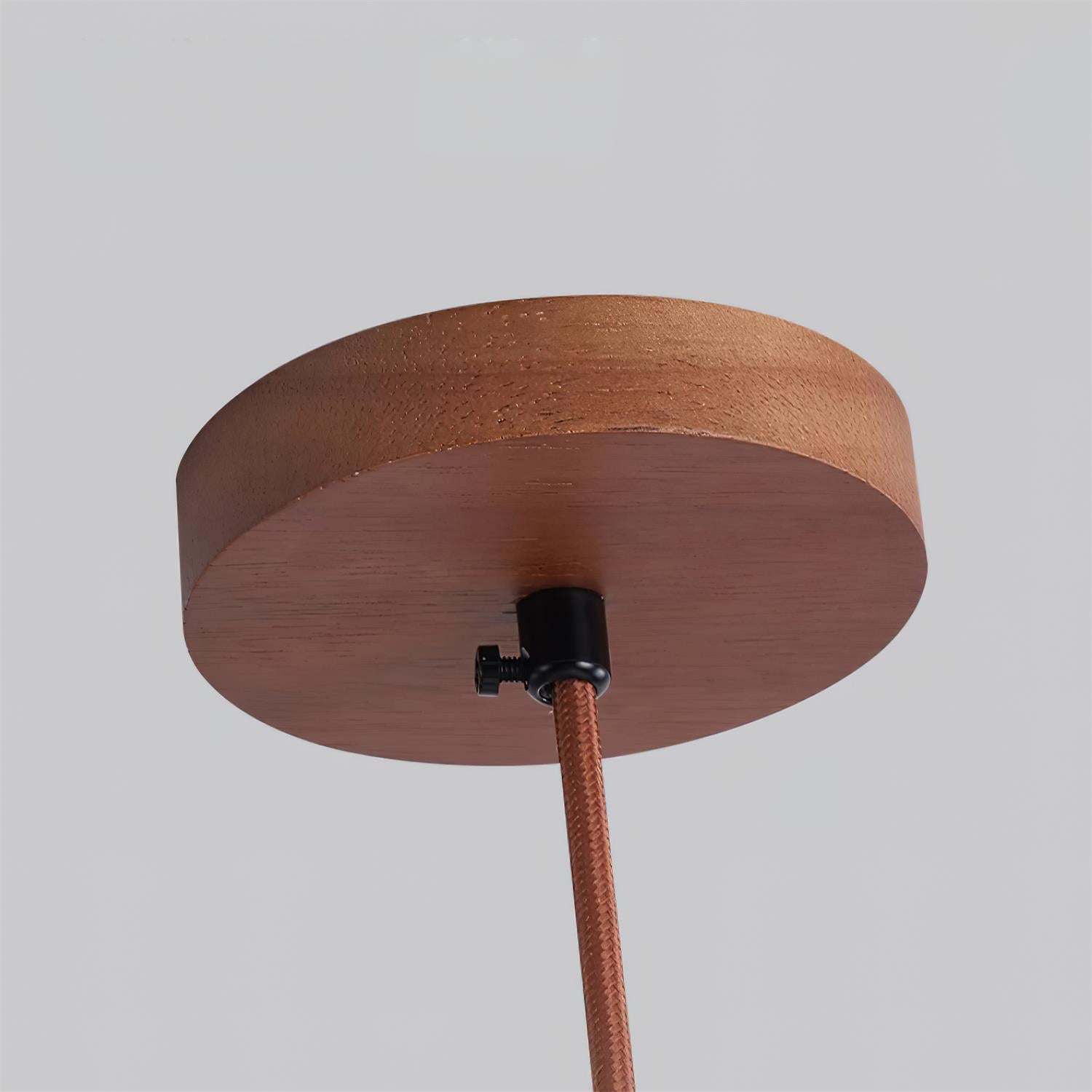 Pendant Lamp Travertine Ripple Shade Walnut Wood Organic Wabi-Sabi - Neutral Decor