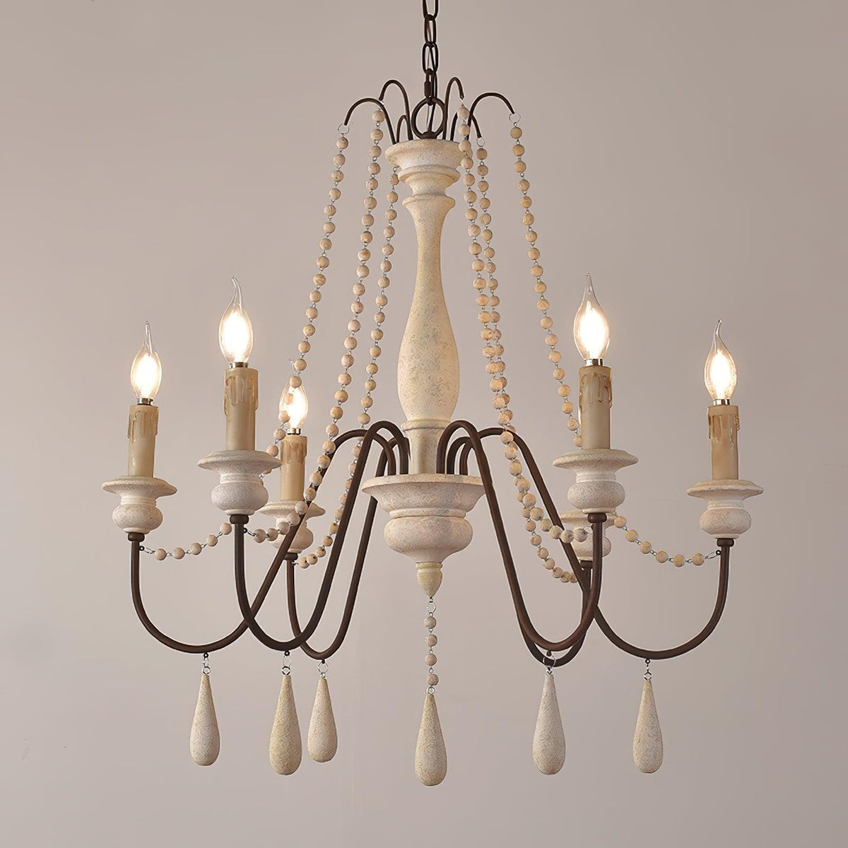 Liorerian Chandelier Candle Scroll Arm Rustic