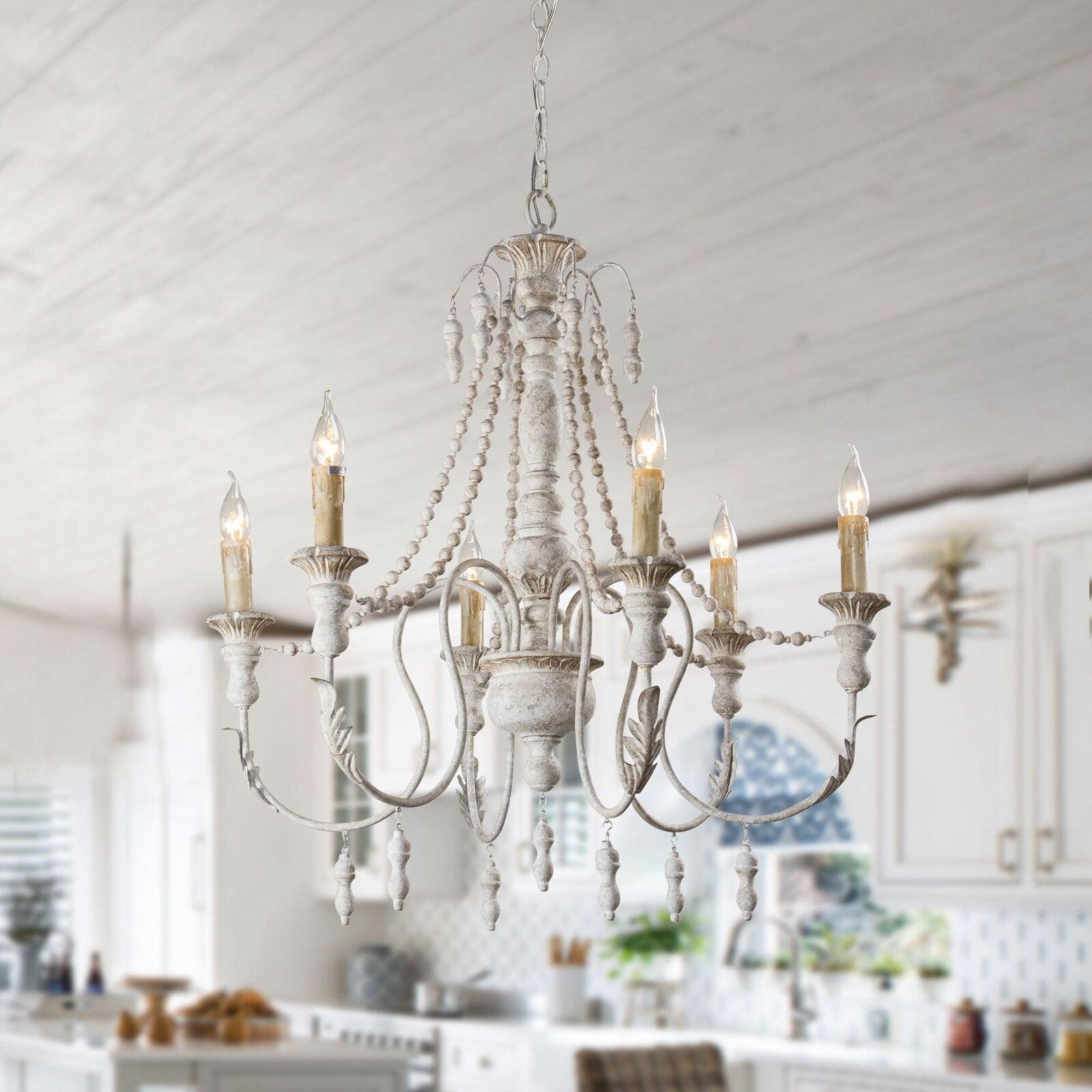 Liorerian Chandelier Candle Scroll Arm Rustic