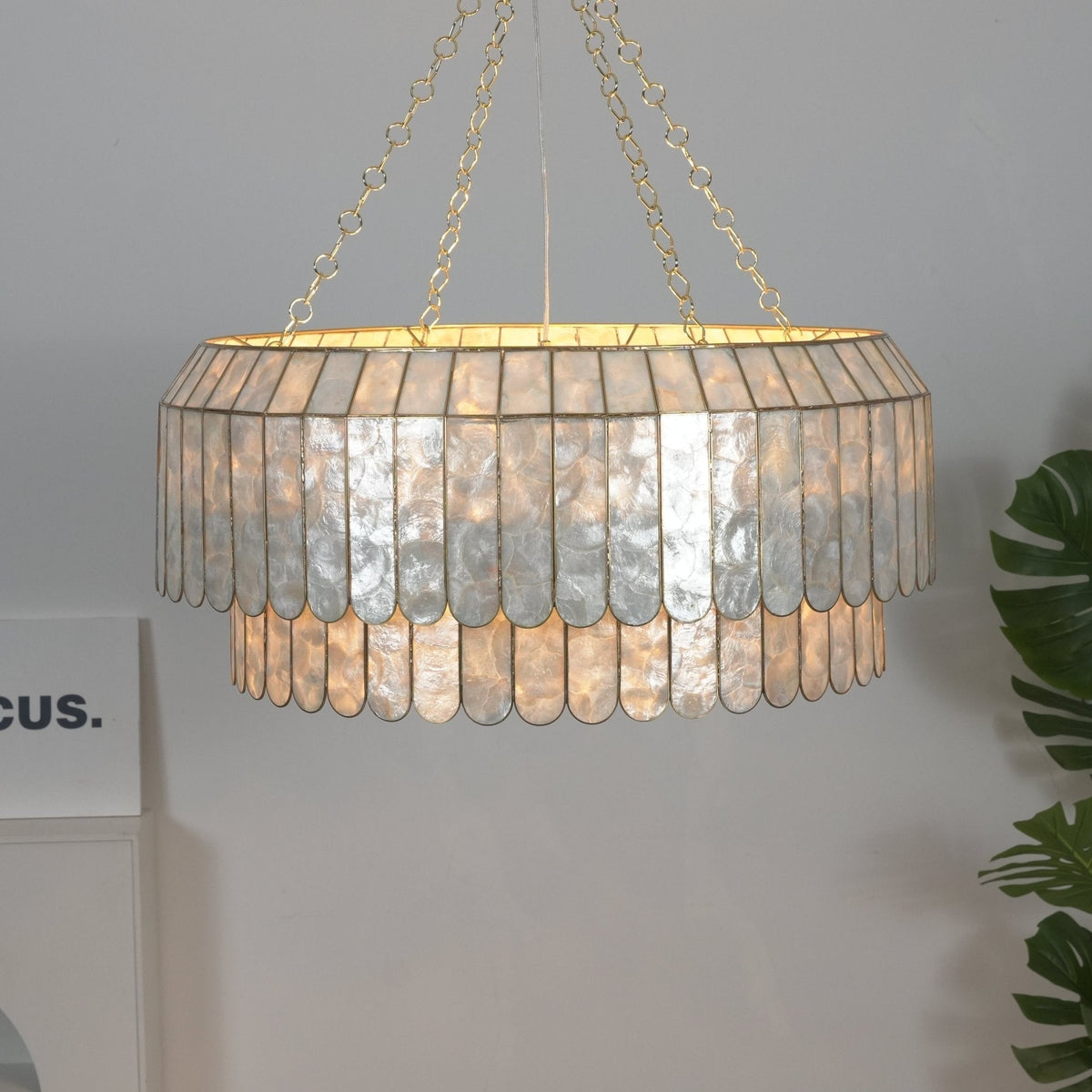 Holz Gold Shell Metal Aurelia Chandelier