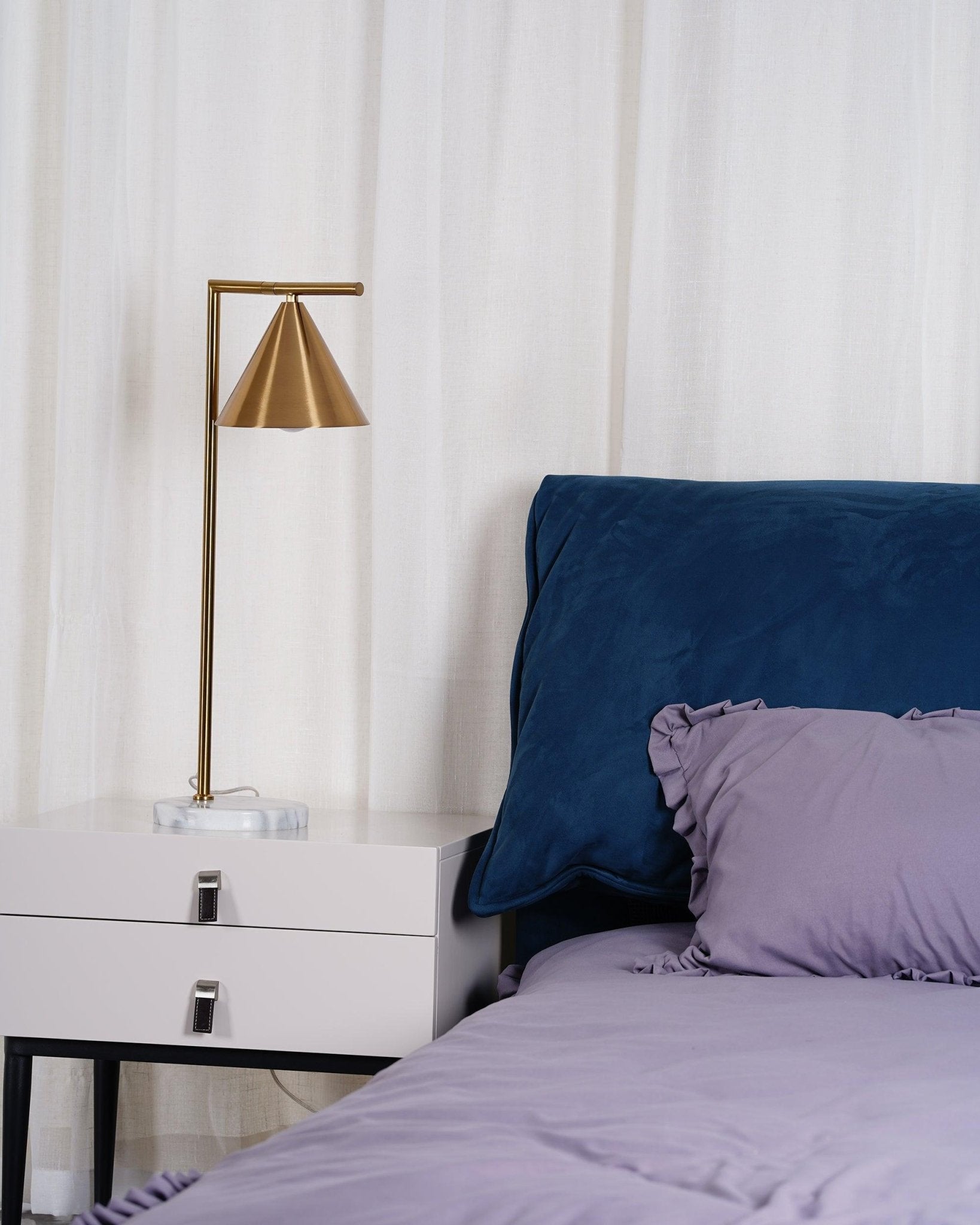 Glowen Marble Industrial Table Lamp