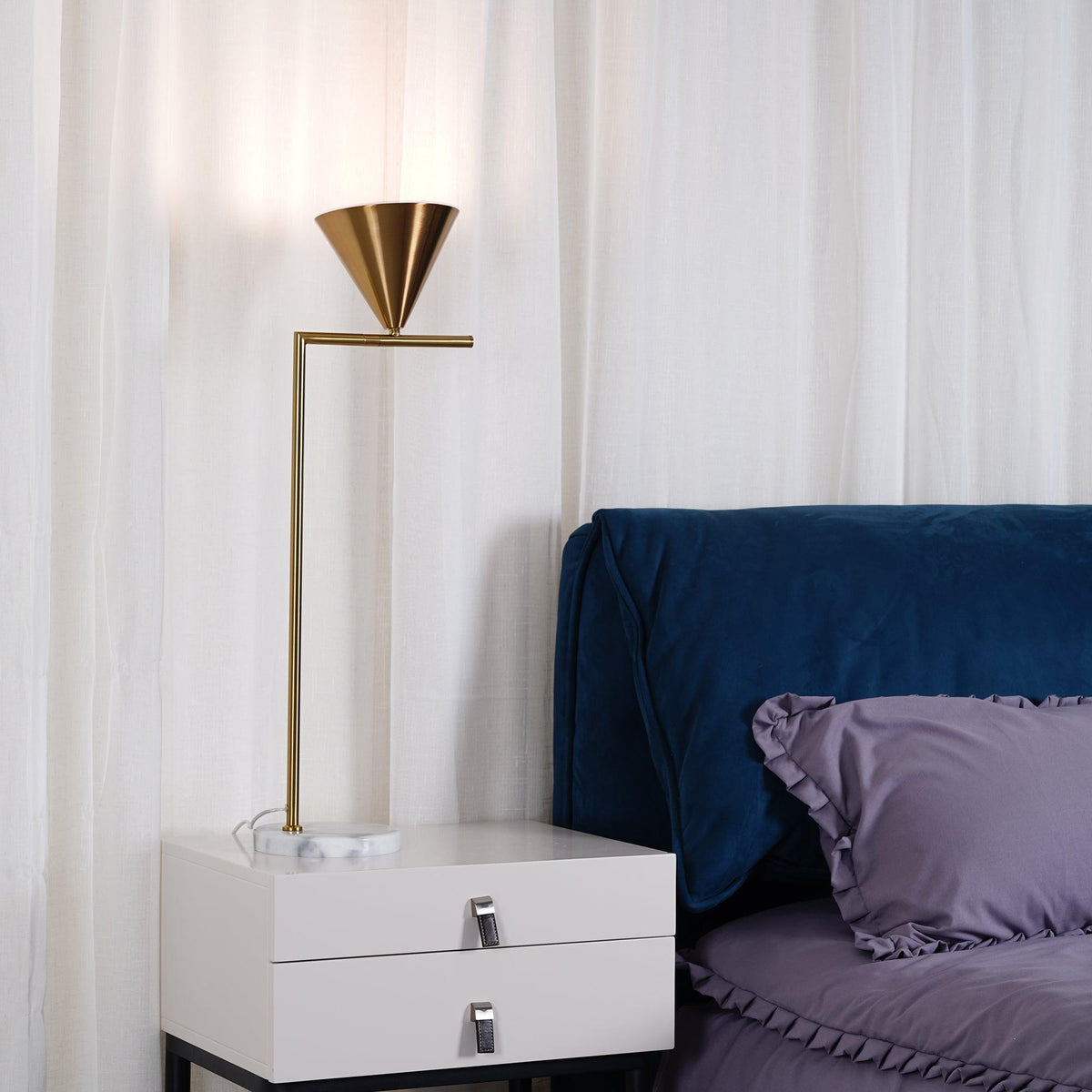 Glowen Marble Industrial Table Lamp