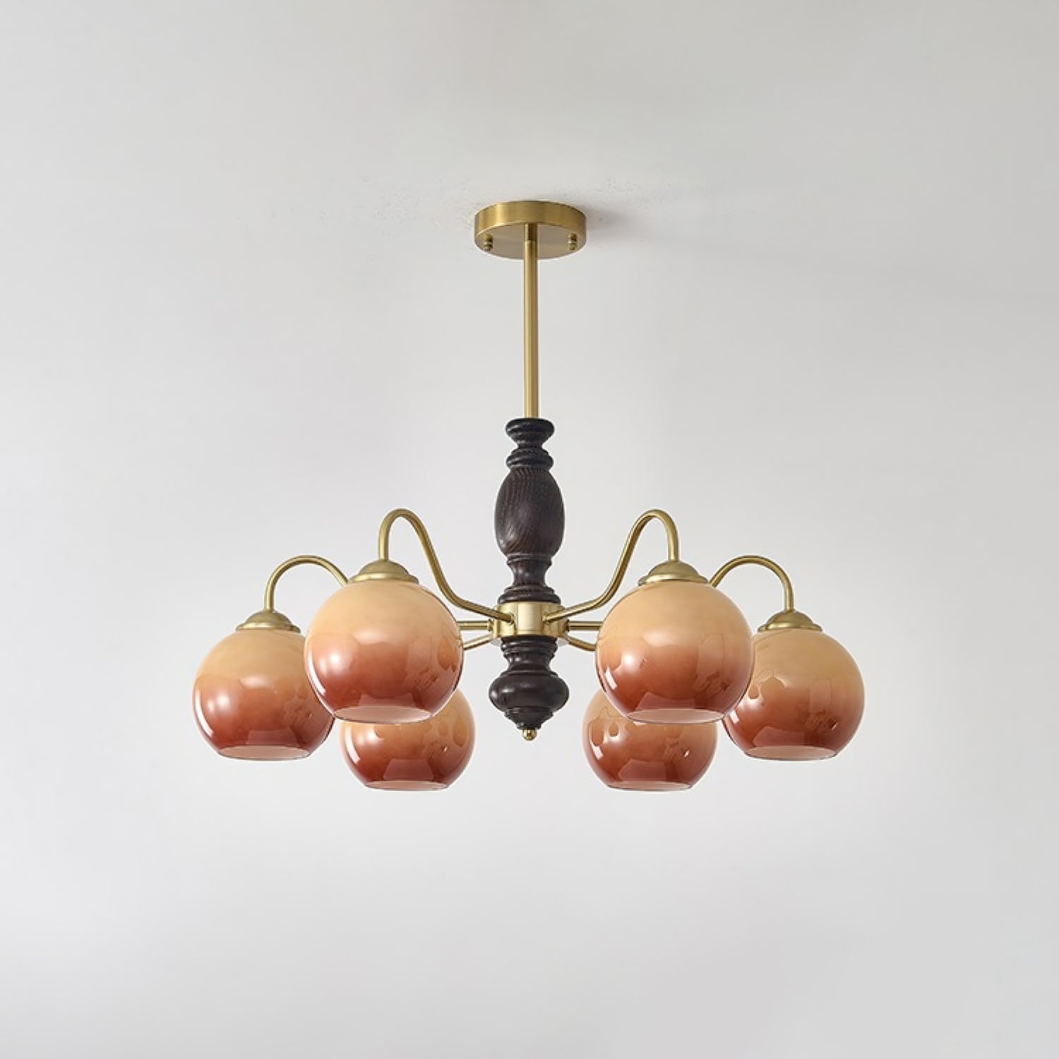 Reniian Chandelier Caramel Orb Curved Arm