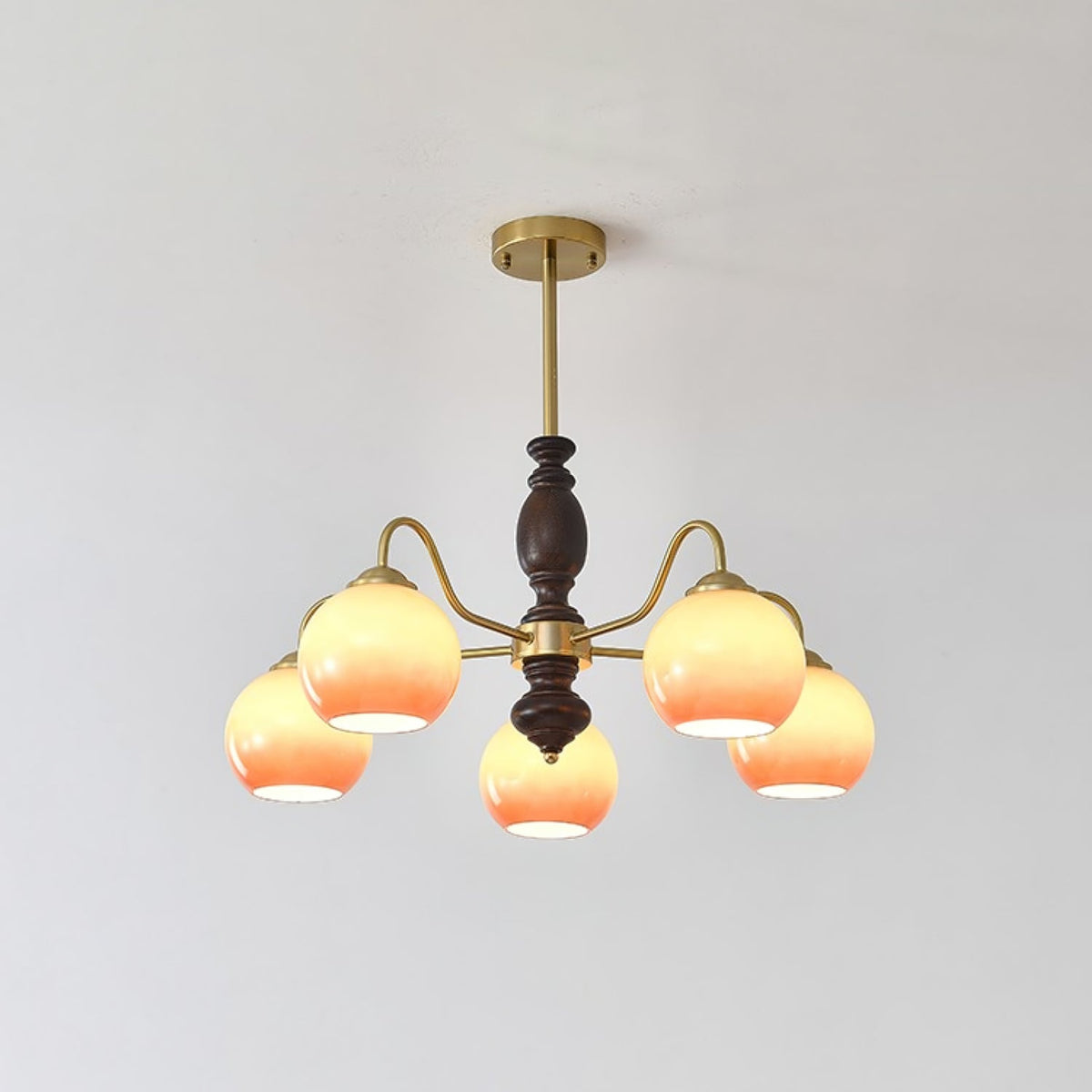 Reniian Chandelier Caramel Orb Curved Arm