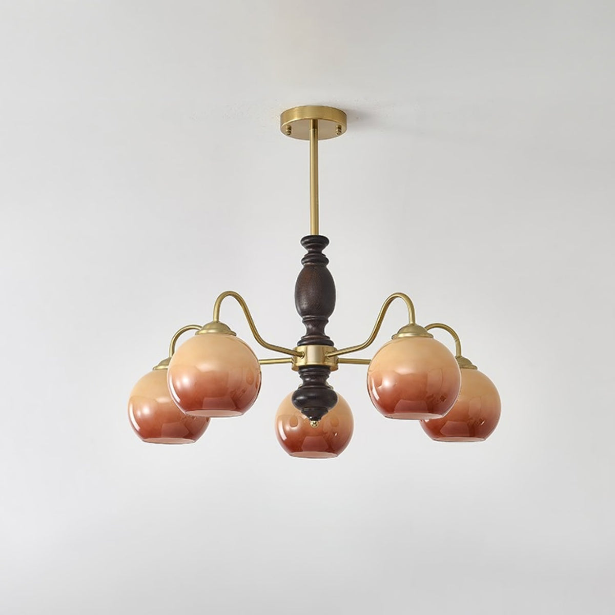 Reniian Chandelier Caramel Orb Curved Arm