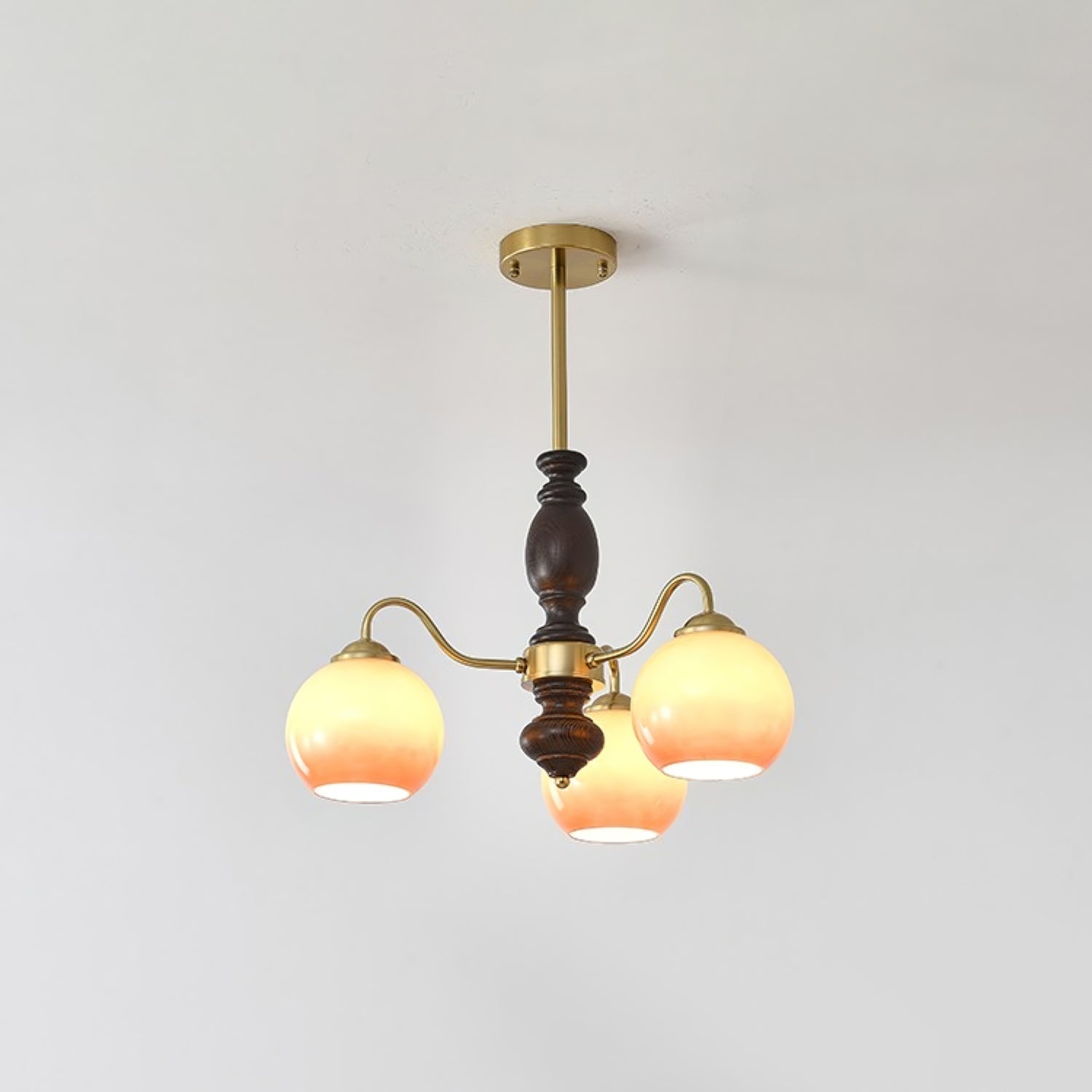 Reniian Chandelier Caramel Orb Curved Arm