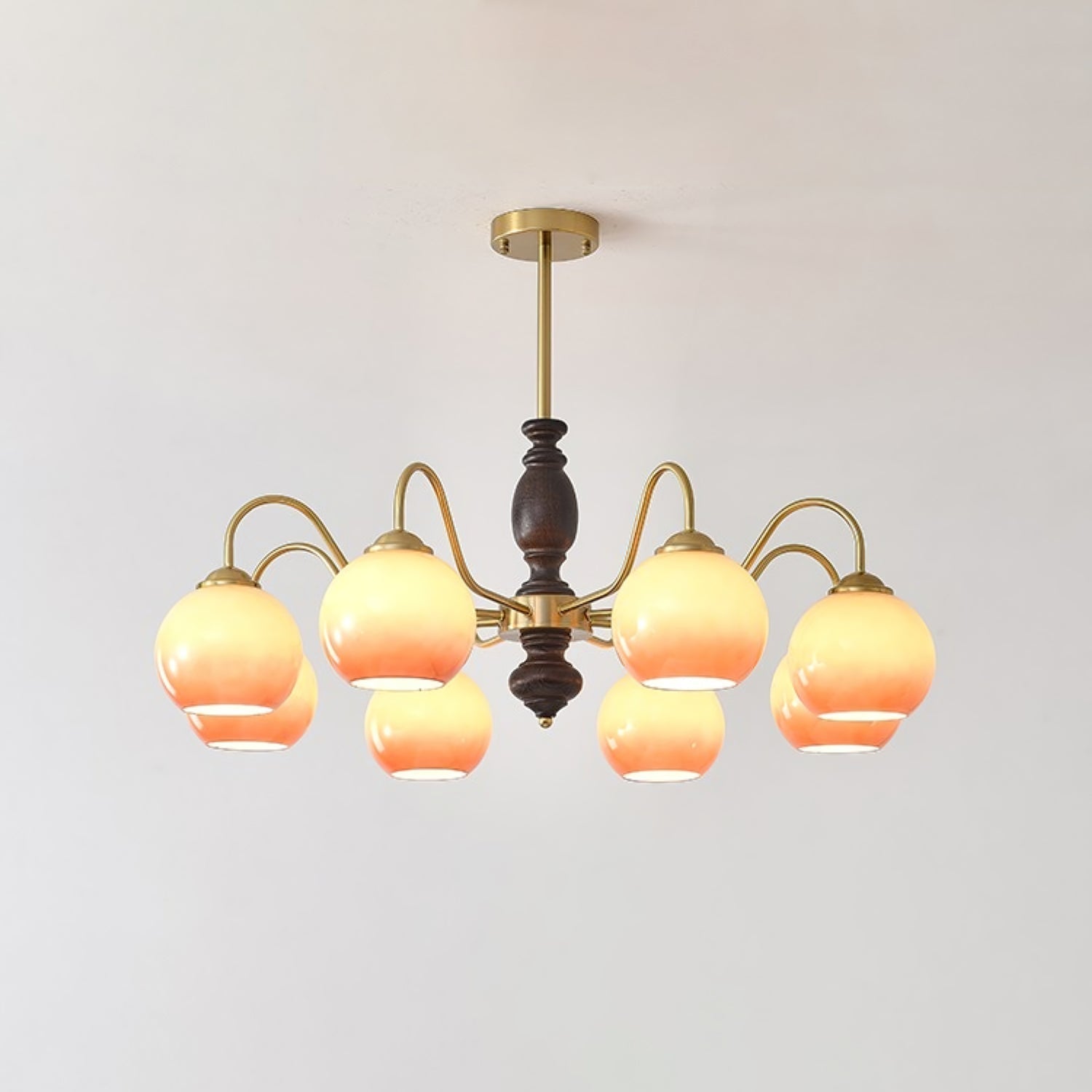 Reniian Chandelier Caramel Orb Curved Arm