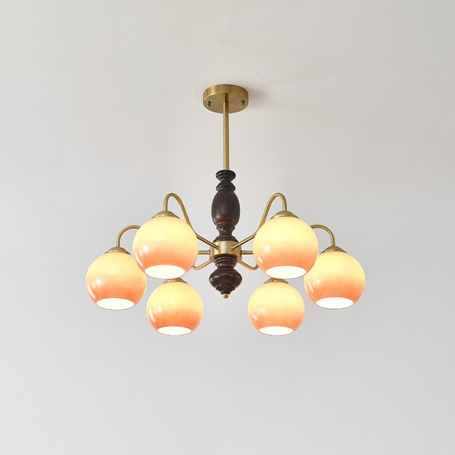 Reniian Chandelier Caramel Orb Curved Arm