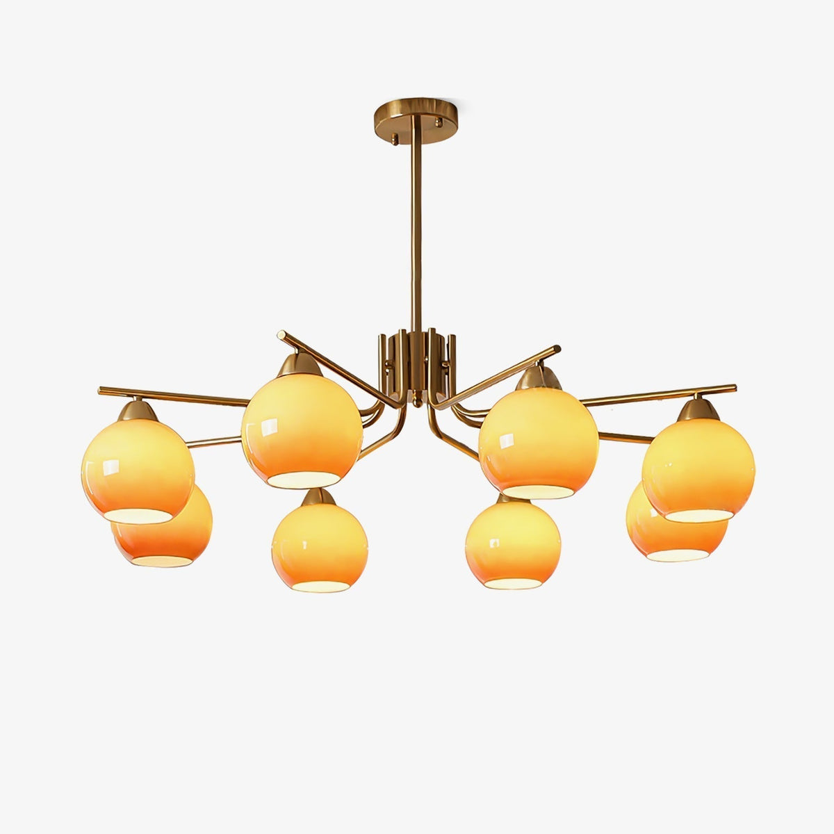 Oriorella Chandelier Brass Caramel Globe Minimalist