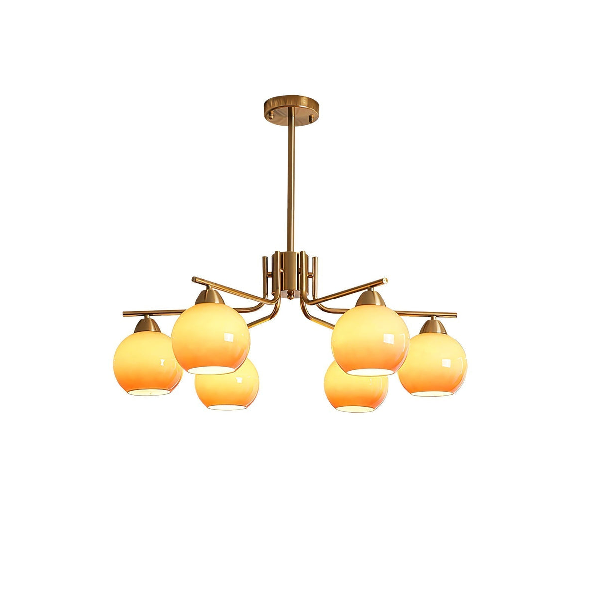 Oriorella Chandelier Brass Caramel Globe Minimalist