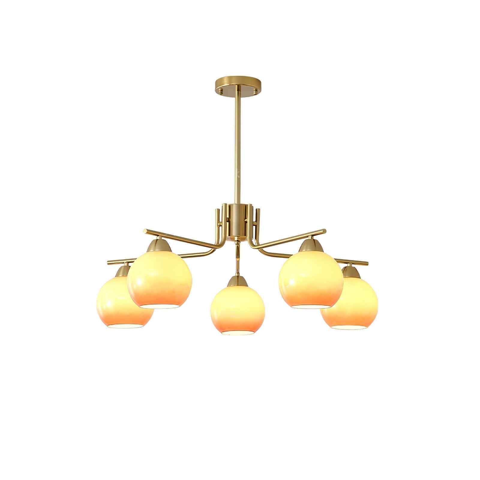 Oriorella Chandelier Brass Caramel Globe Minimalist