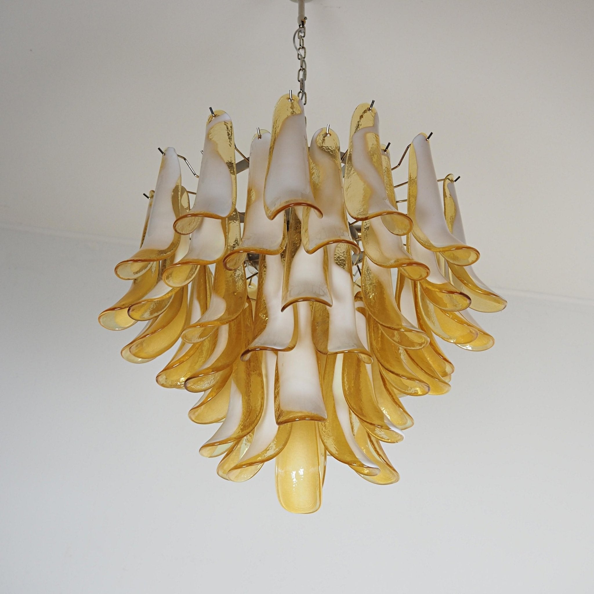 Velelian Chandelier Amber Murano Glass Petals Layered