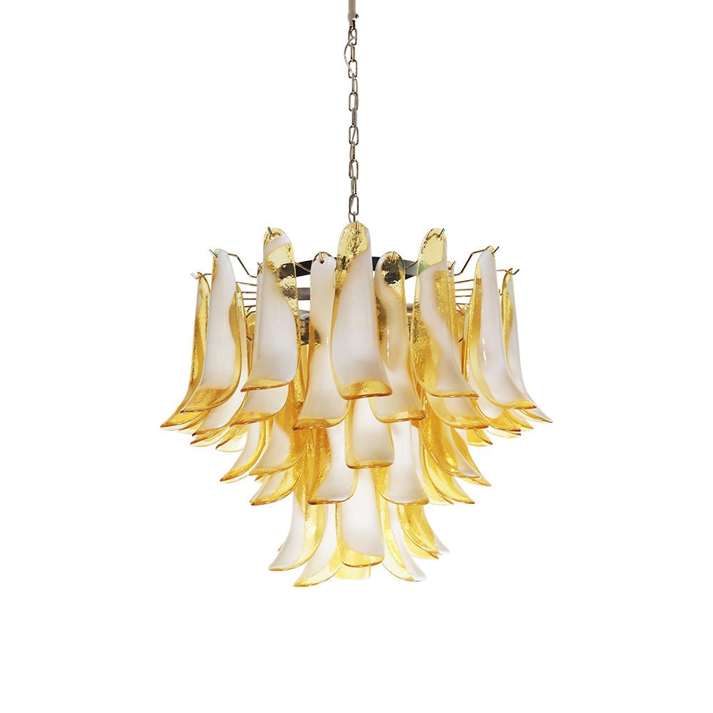 Velelian Chandelier Amber Murano Glass Petals Layered