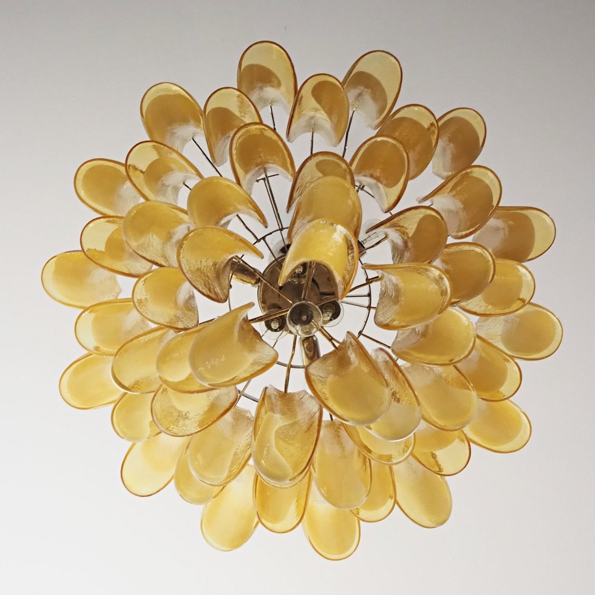 Velelian Chandelier Amber Murano Glass Petals Layered