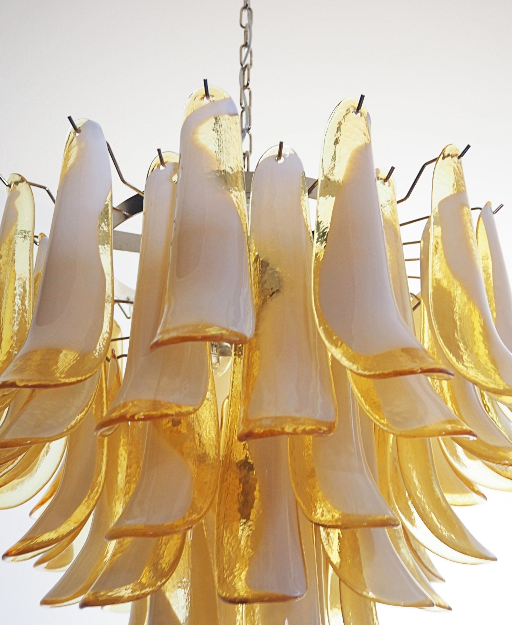 Velelian Chandelier Amber Murano Glass Petals Layered