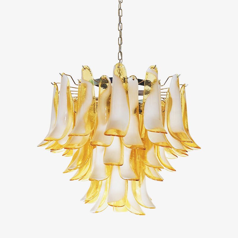 Velelian Chandelier Amber Murano Glass Petals Layered