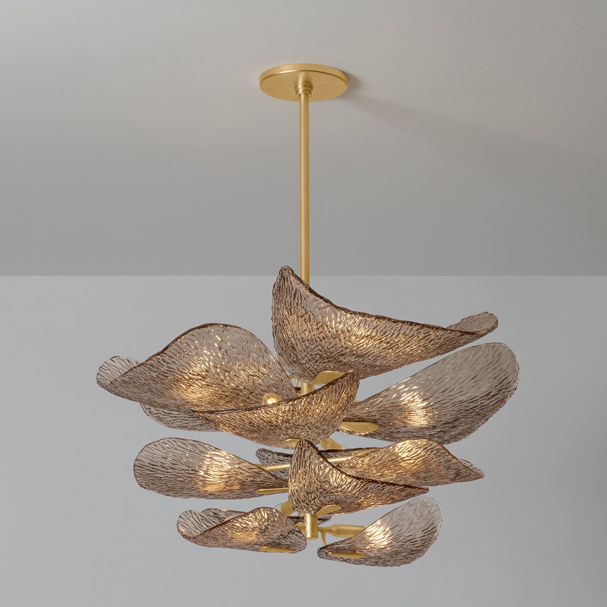 Celaline Chandelier Cardiff Piastra Glass Petal Layered Bronze