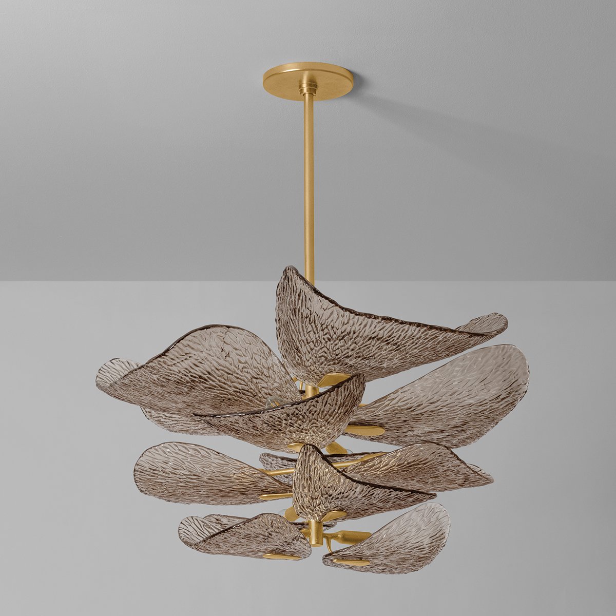 Celaline Chandelier Cardiff Piastra Glass Petal Layered Bronze