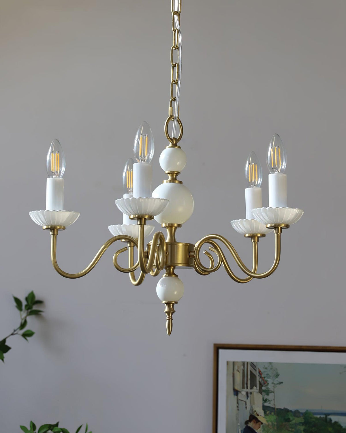 Oriirira Chandelier Carlita Gold Modern Five-Armed