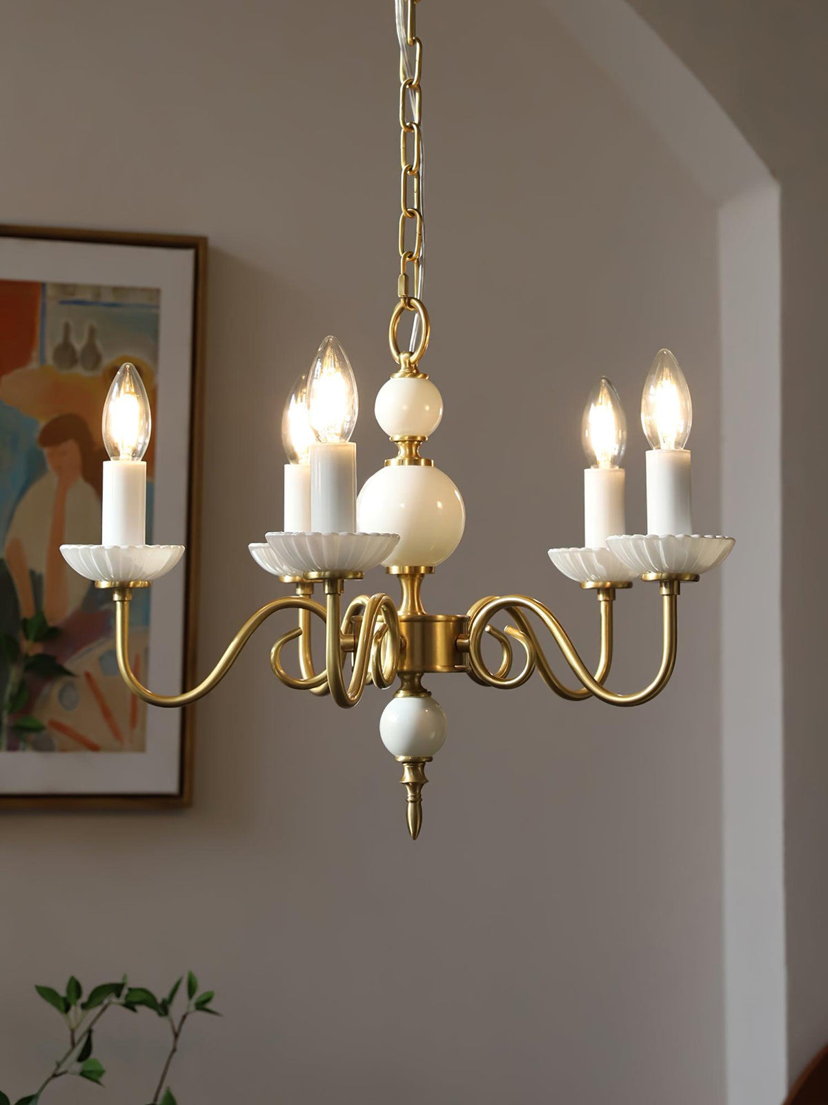 Oriirira Chandelier Carlita Gold Modern Five-Armed