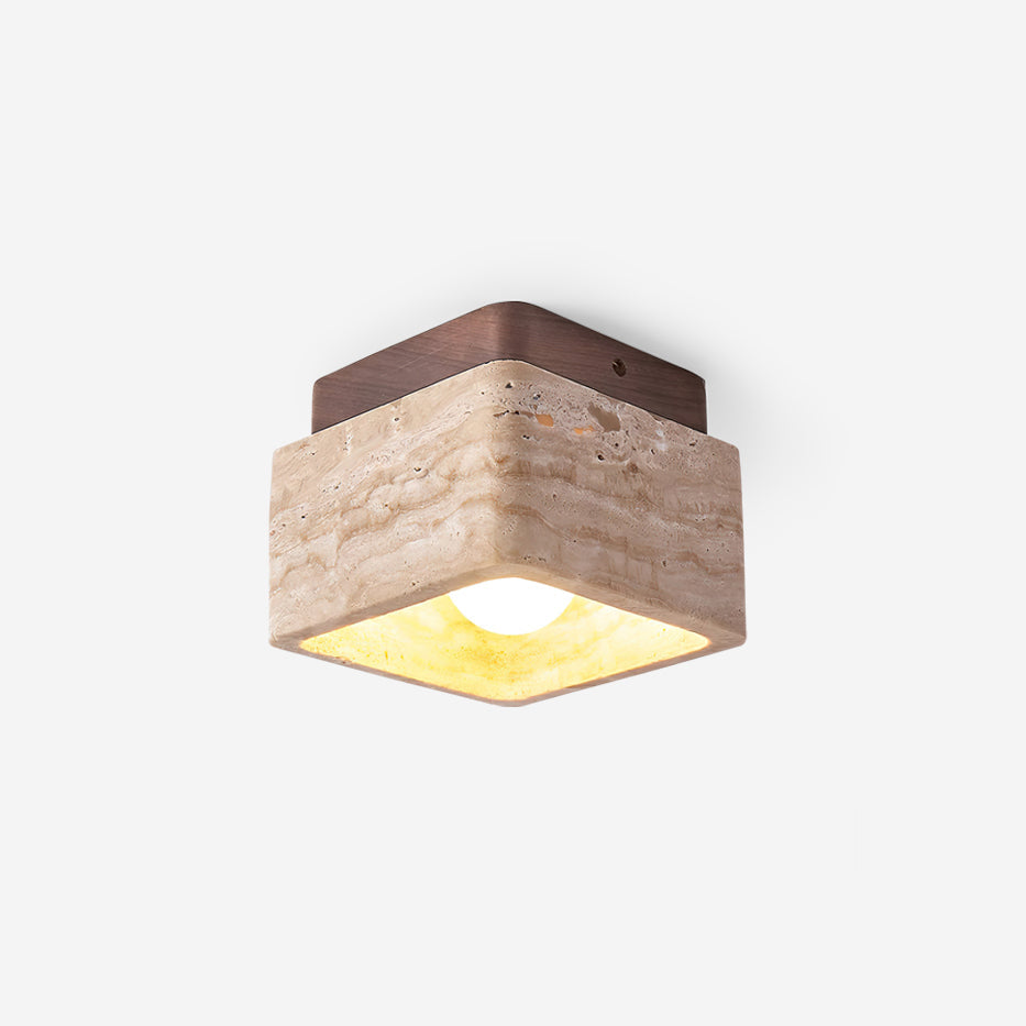 Vellin Travertine Square Flush Mount Ceiling Light - Neutral Decor