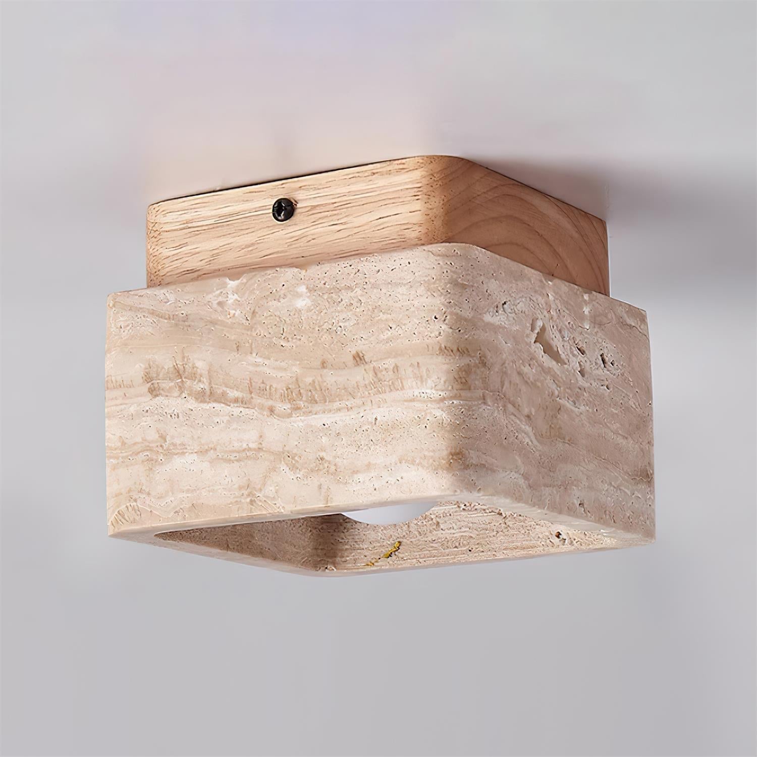 Vellin Travertine Square Flush Mount Ceiling Light - Neutral Decor