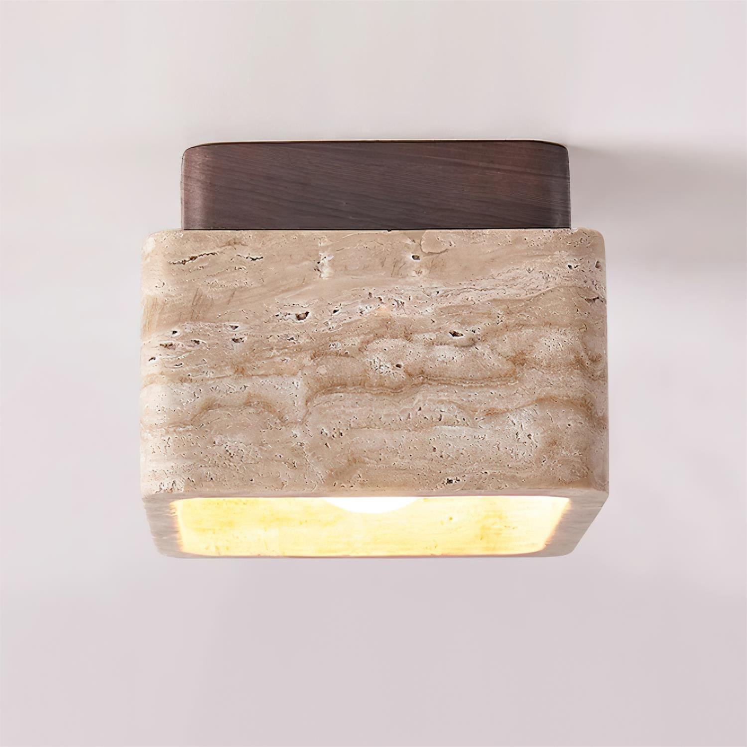 Vellin Travertine Square Flush Mount Ceiling Light - Neutral Decor