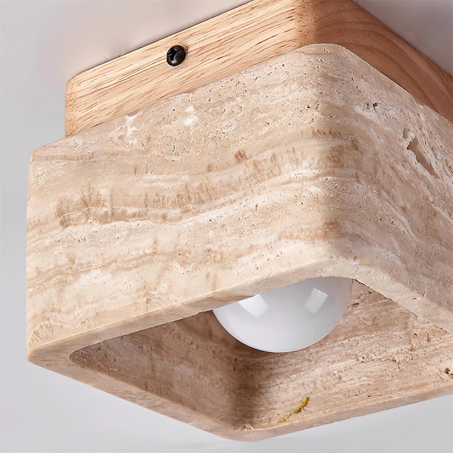 Vellin Travertine Square Flush Mount Ceiling Light - Neutral Decor