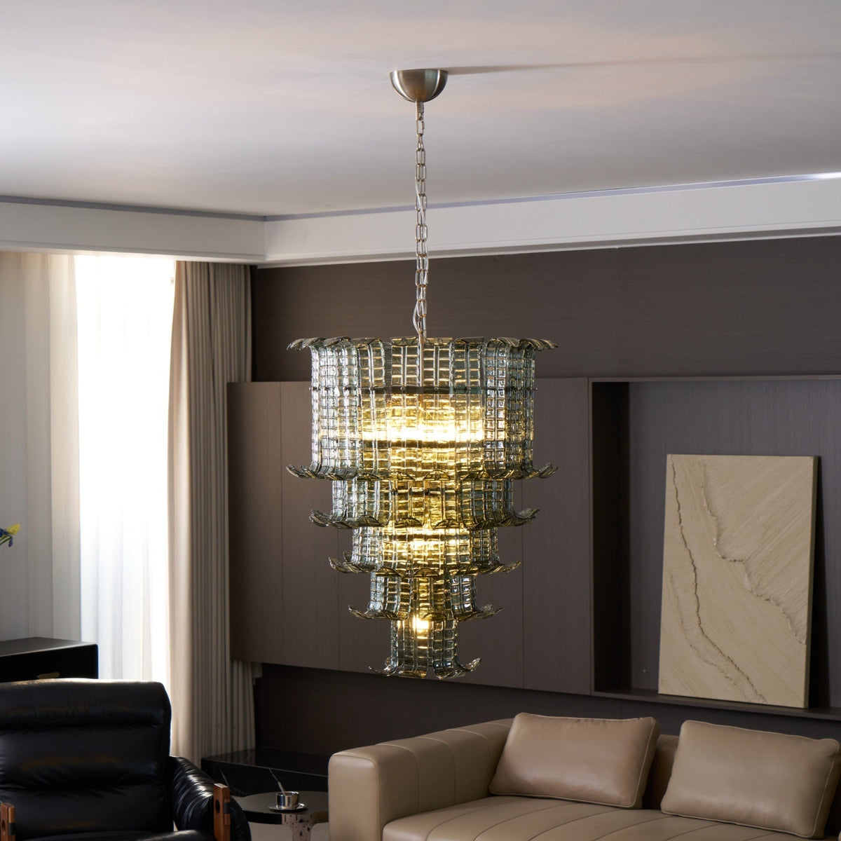 Yisk Chandelier Cascade Murano Glass Tiered Vintage