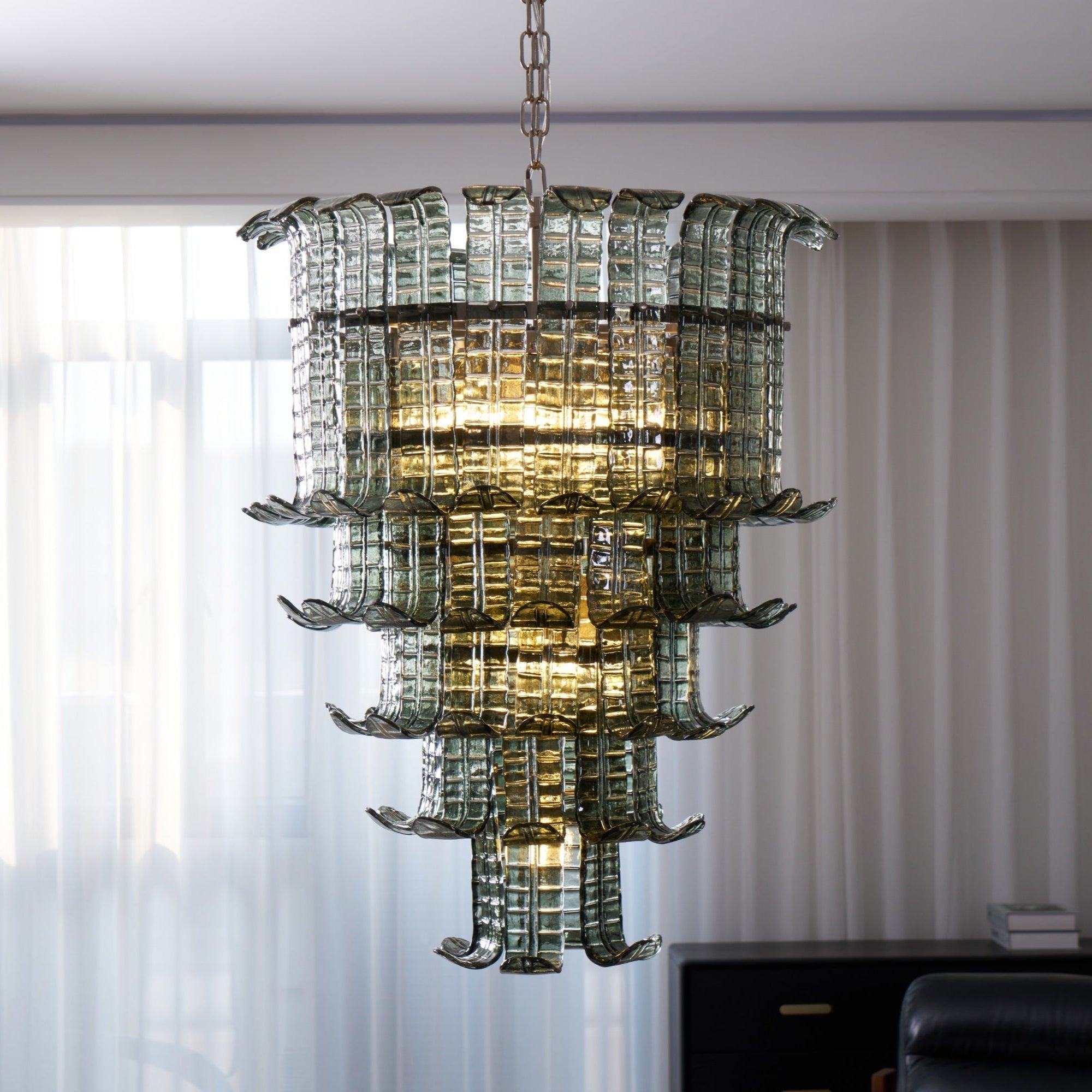 Yisk Chandelier Cascade Murano Glass Tiered Vintage