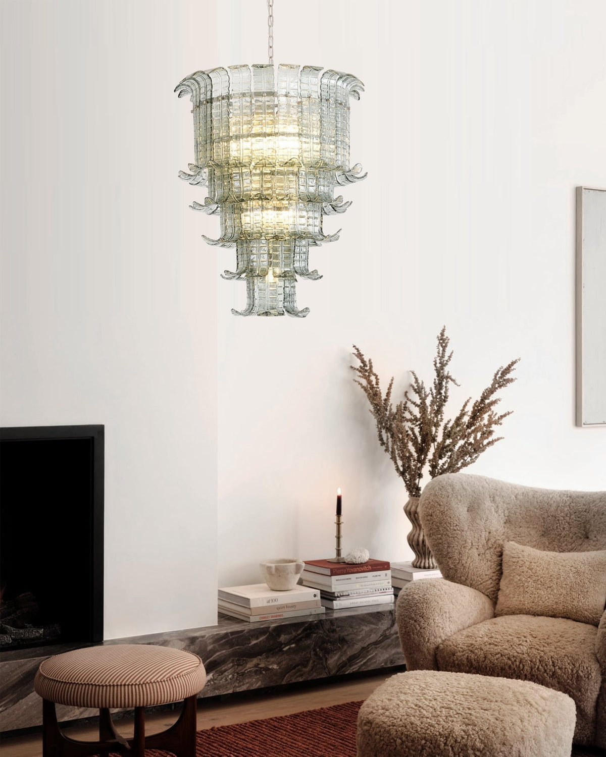 Yisk Chandelier Cascade Murano Glass Tiered Vintage
