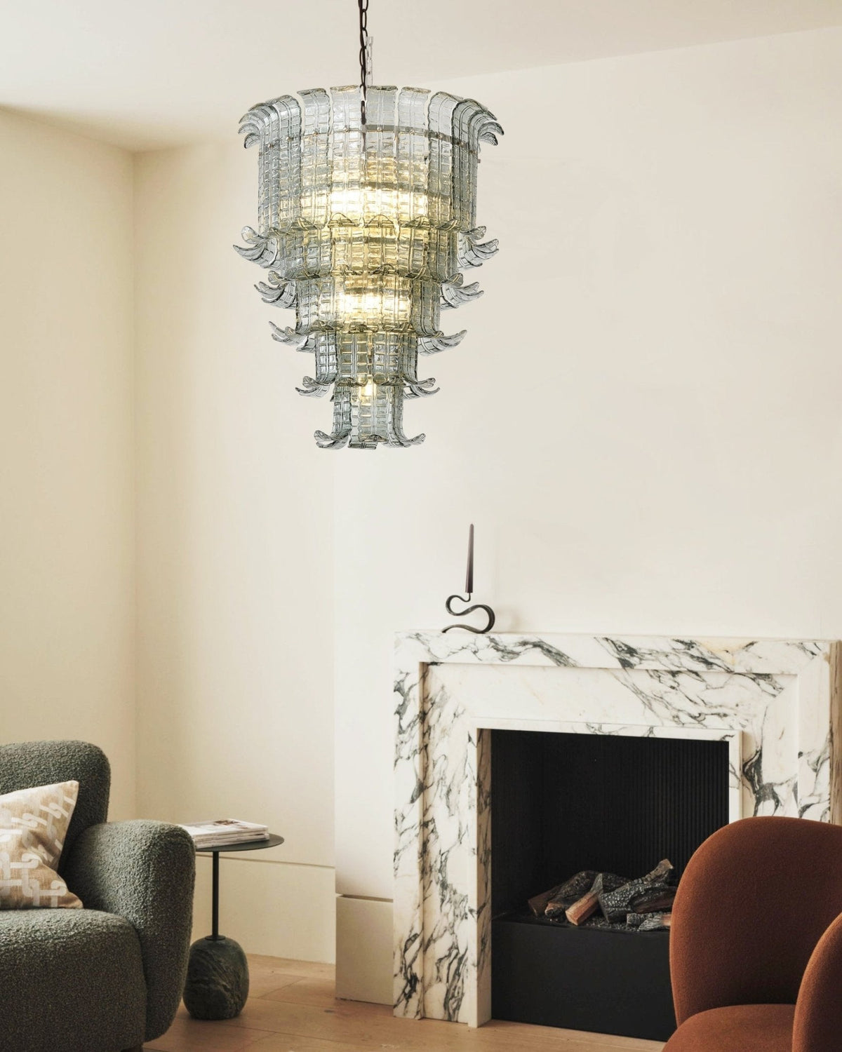 Yisk Chandelier Cascade Murano Glass Tiered Vintage