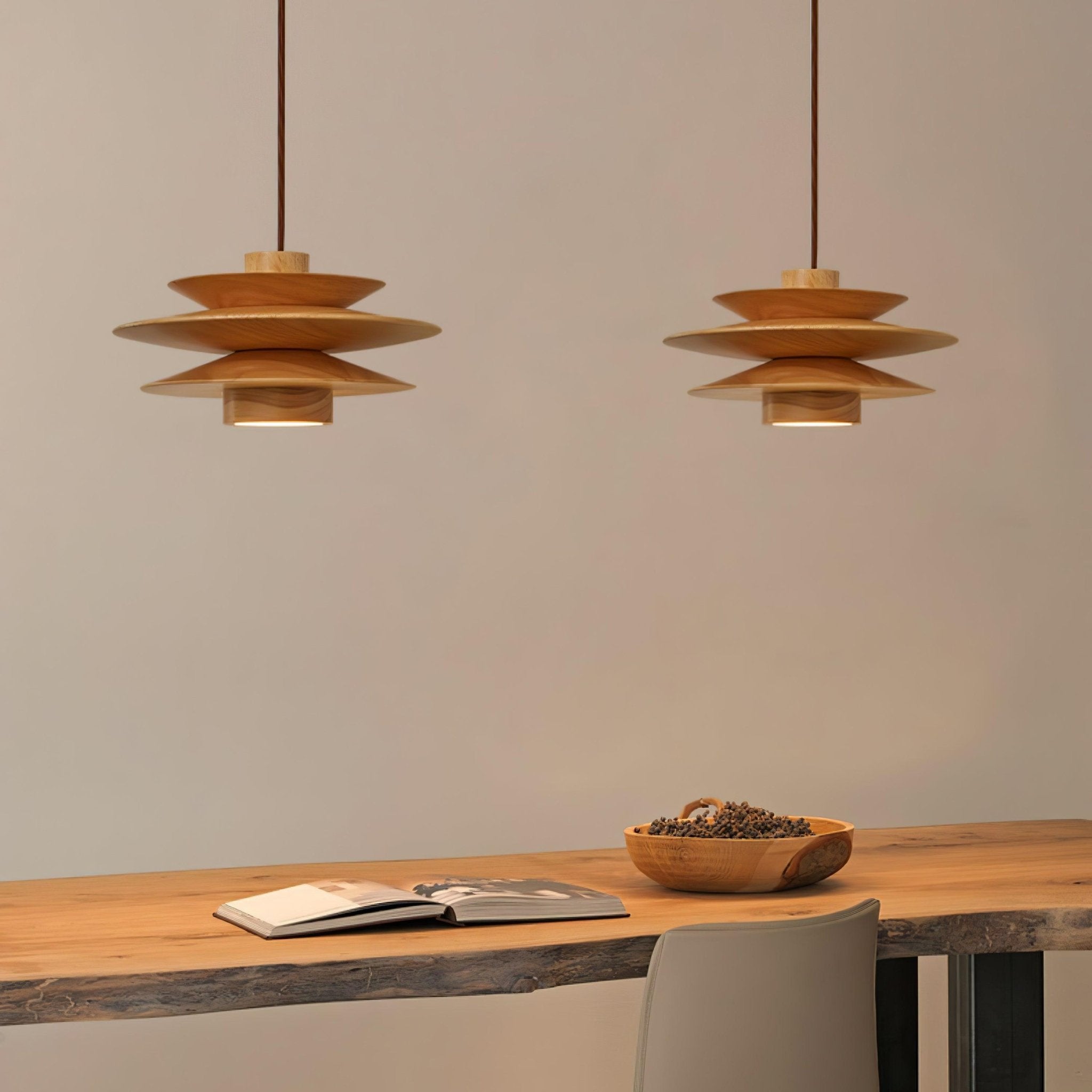 Marshire Wooden Disc Pendant Light