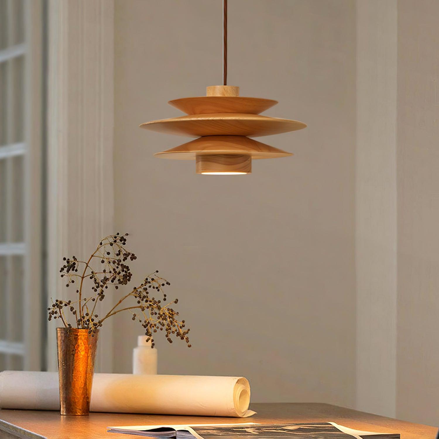 Marshire Wooden Disc Pendant Light